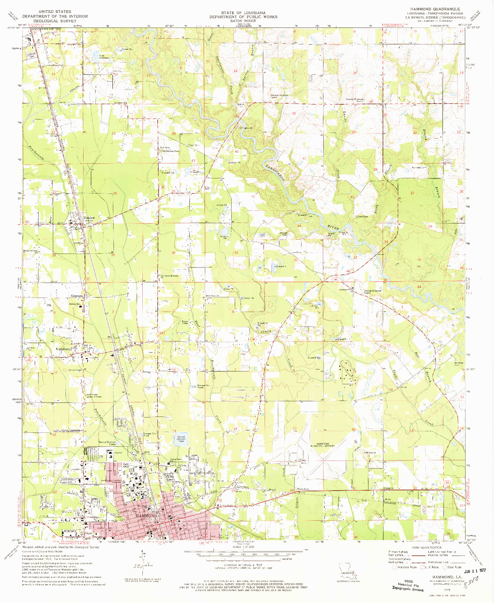 USGS 1:24000-SCALE QUADRANGLE FOR HAMMOND, LA 1974