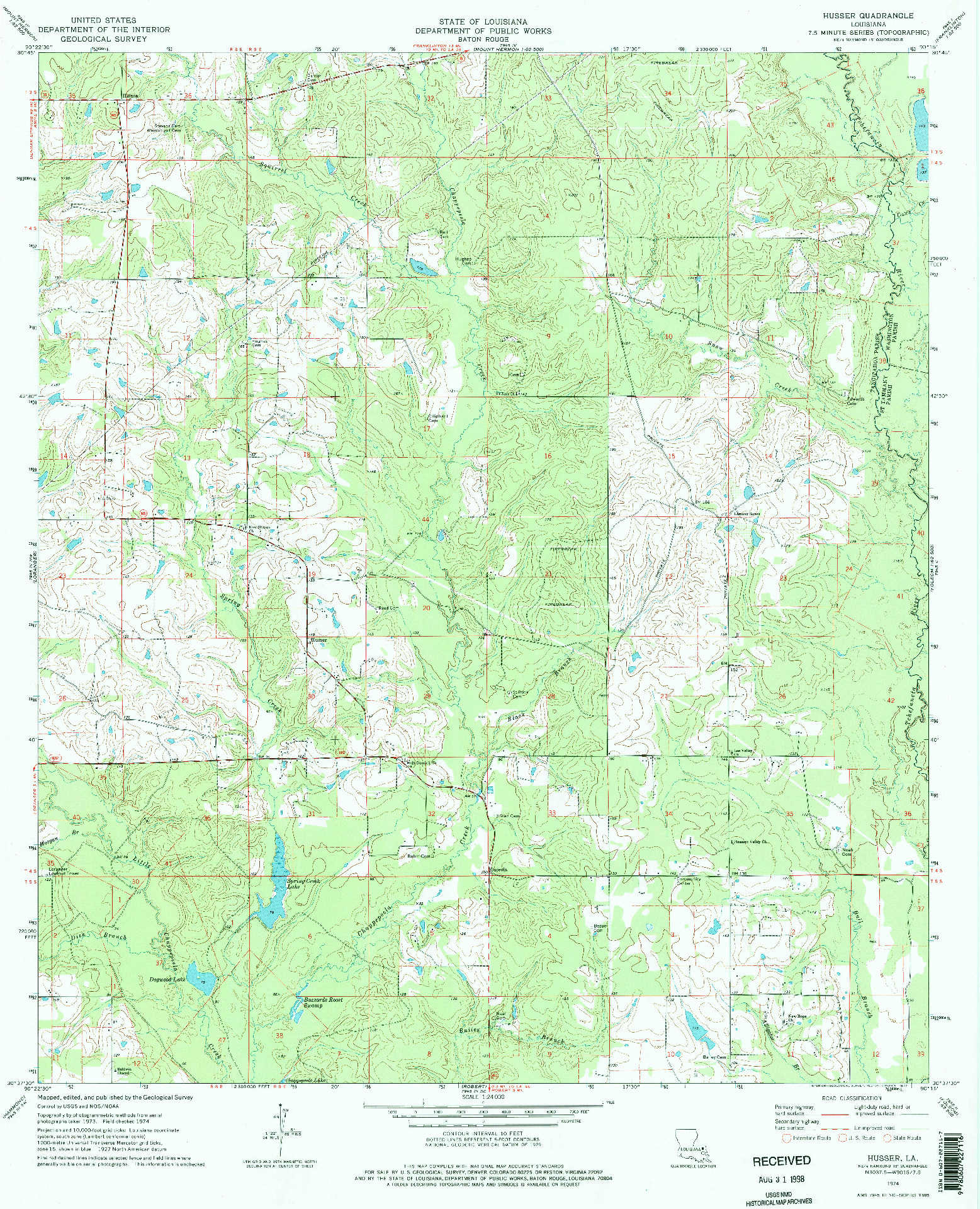 USGS 1:24000-SCALE QUADRANGLE FOR HUSSER, LA 1974