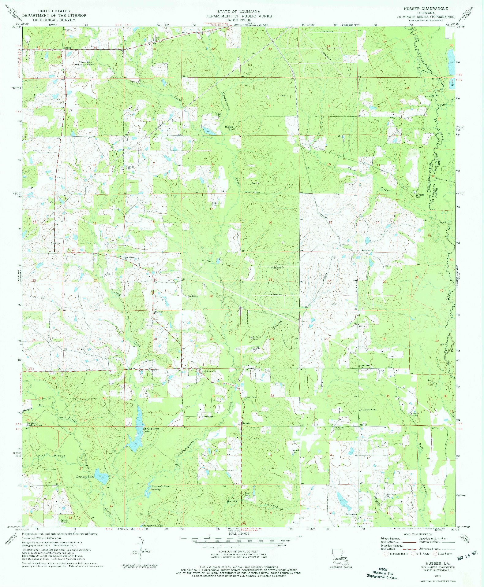 USGS 1:24000-SCALE QUADRANGLE FOR HUSSER, LA 1974