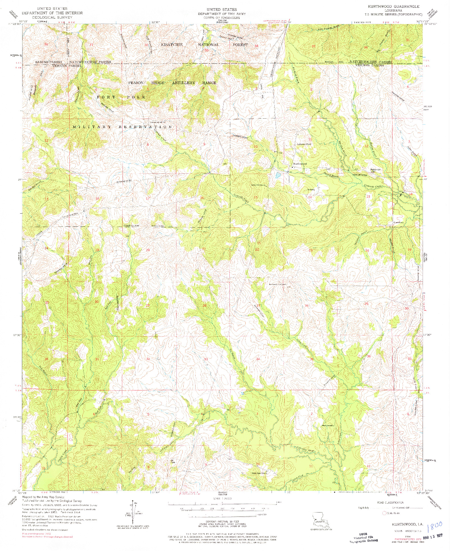 USGS 1:24000-SCALE QUADRANGLE FOR KURTHWOOD, LA 1954