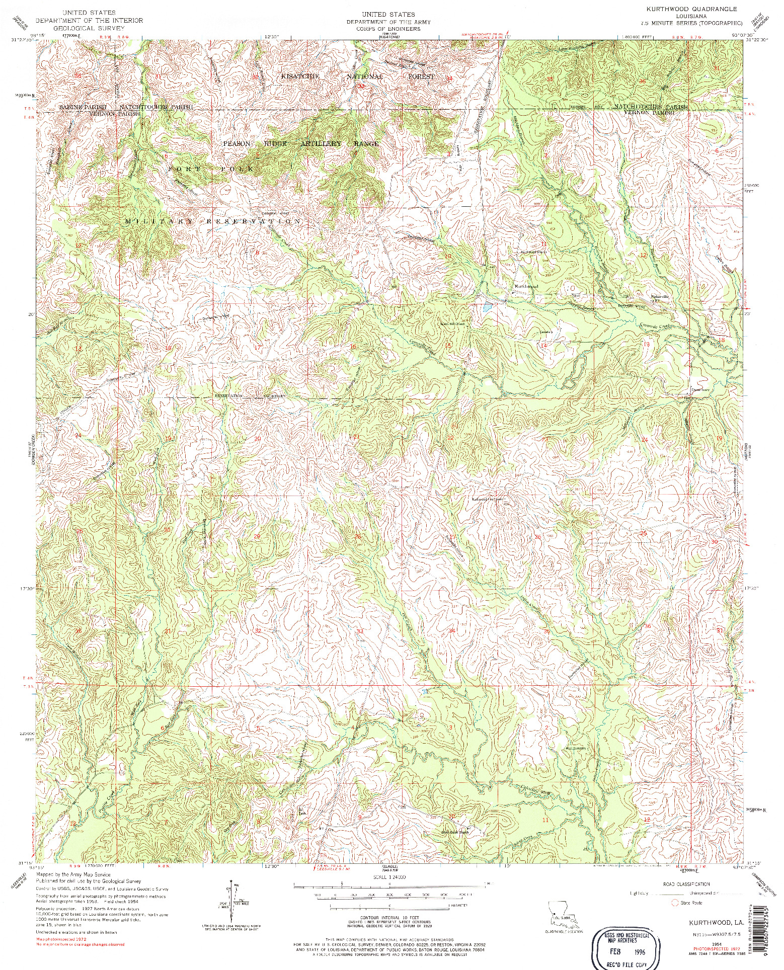 USGS 1:24000-SCALE QUADRANGLE FOR KURTHWOOD, LA 1954