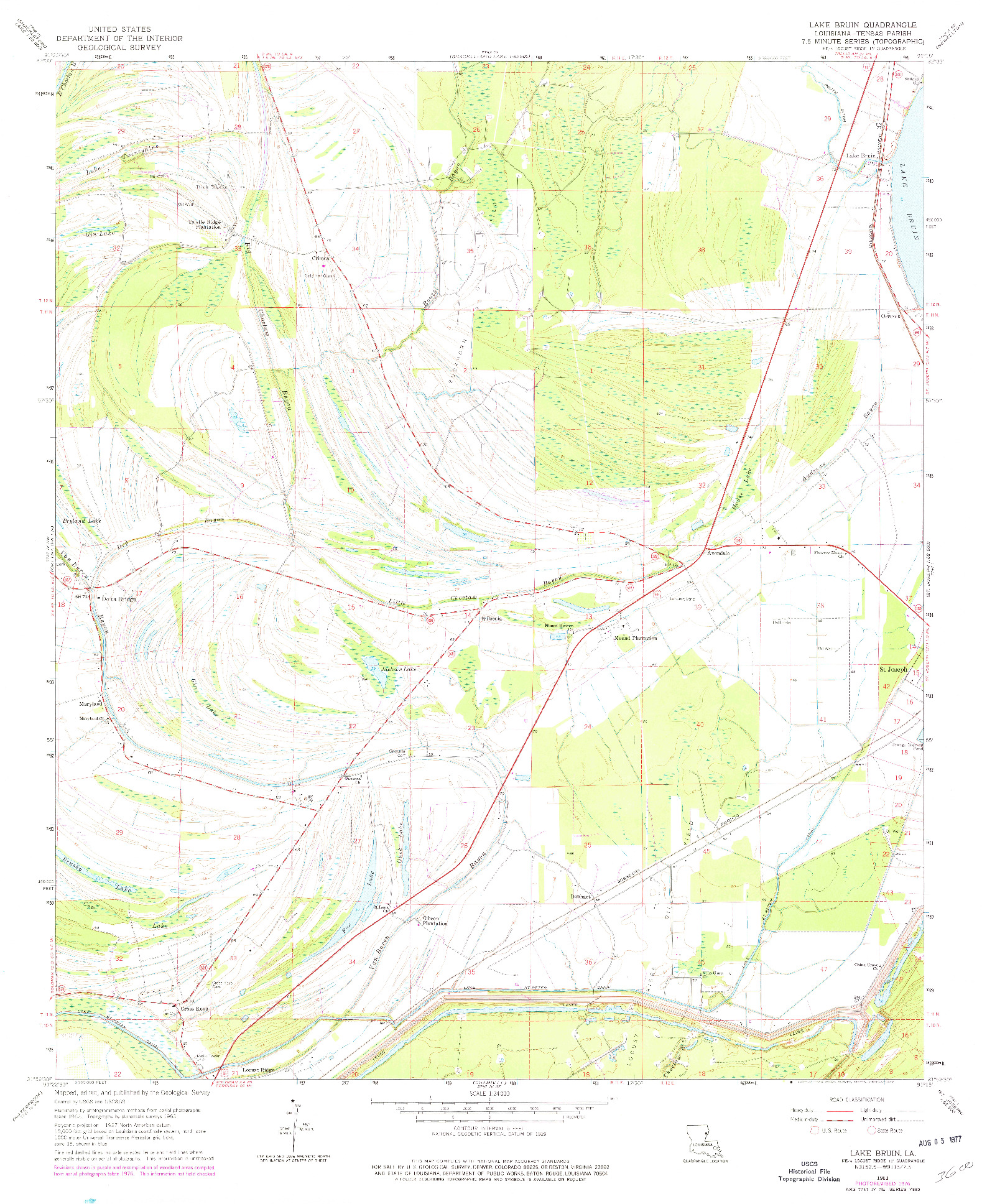 USGS 1:24000-SCALE QUADRANGLE FOR LAKE BRUIN, LA 1963