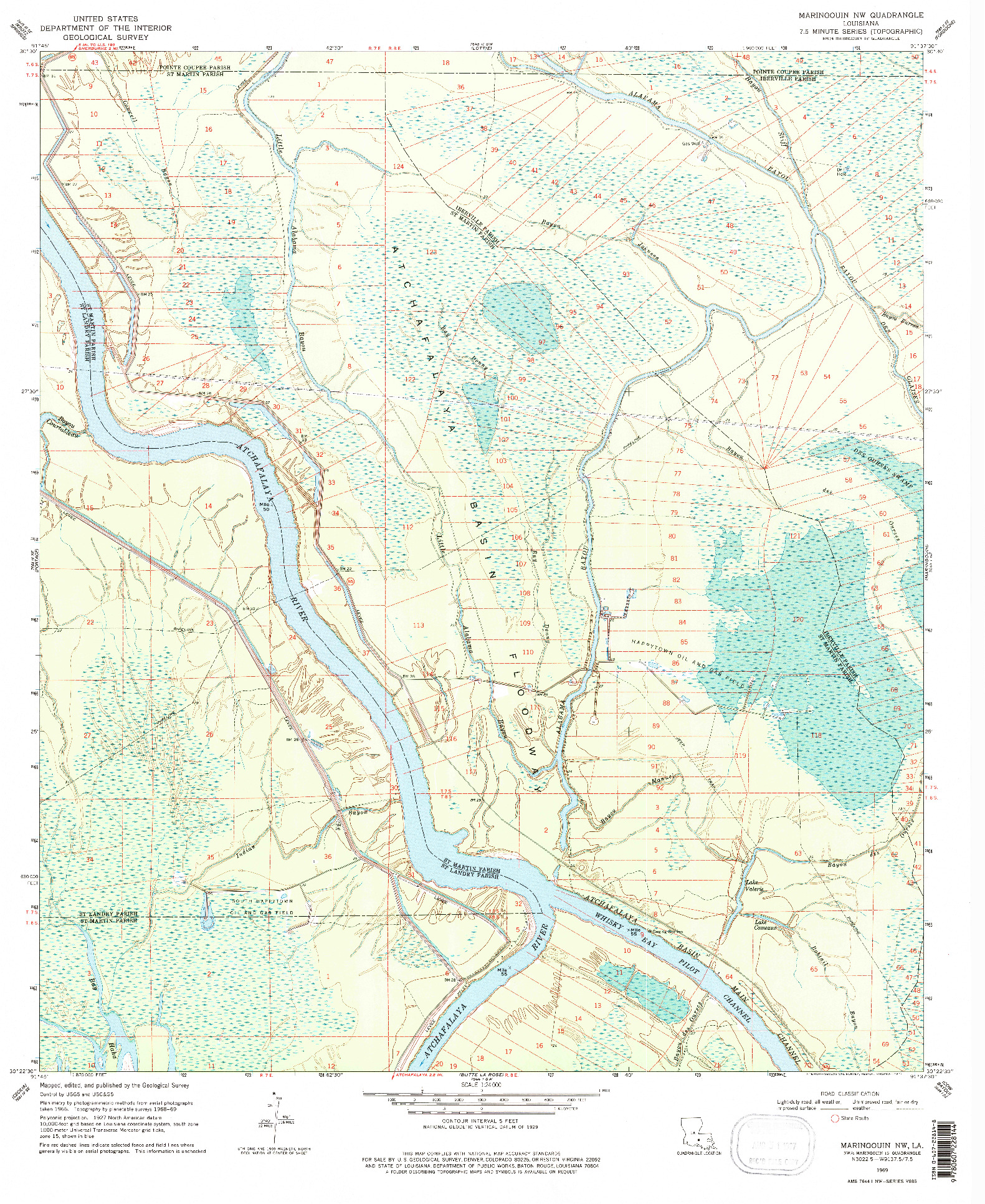 USGS 1:24000-SCALE QUADRANGLE FOR MARINGOUIN NW, LA 1969