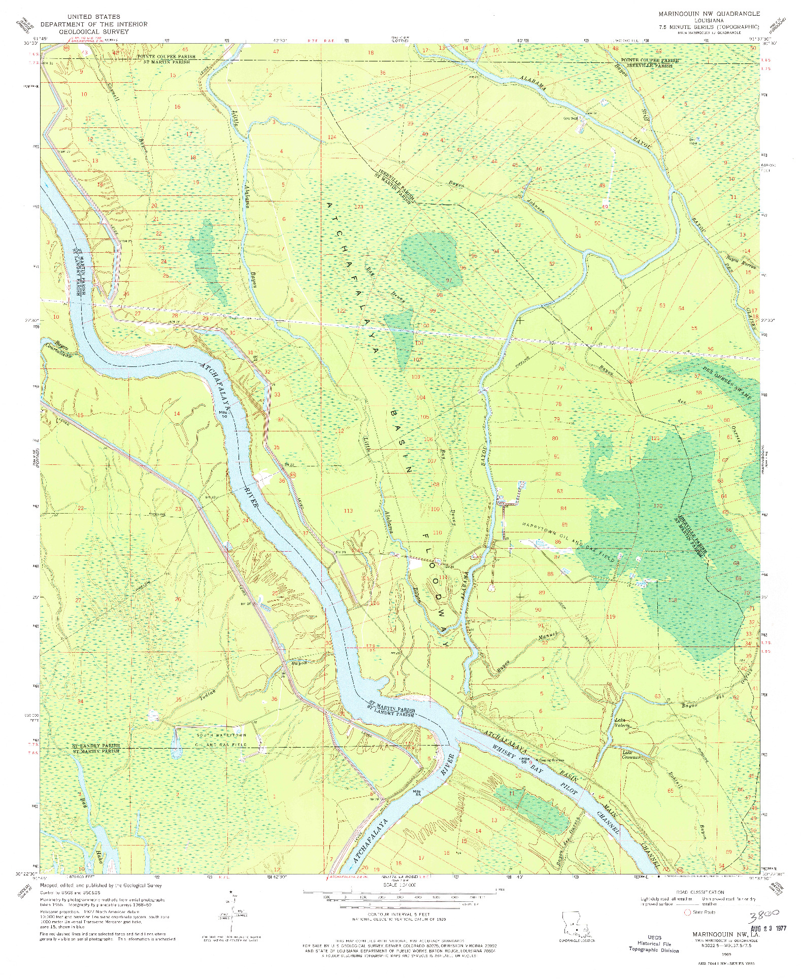 USGS 1:24000-SCALE QUADRANGLE FOR MARINGOUIN NW, LA 1969