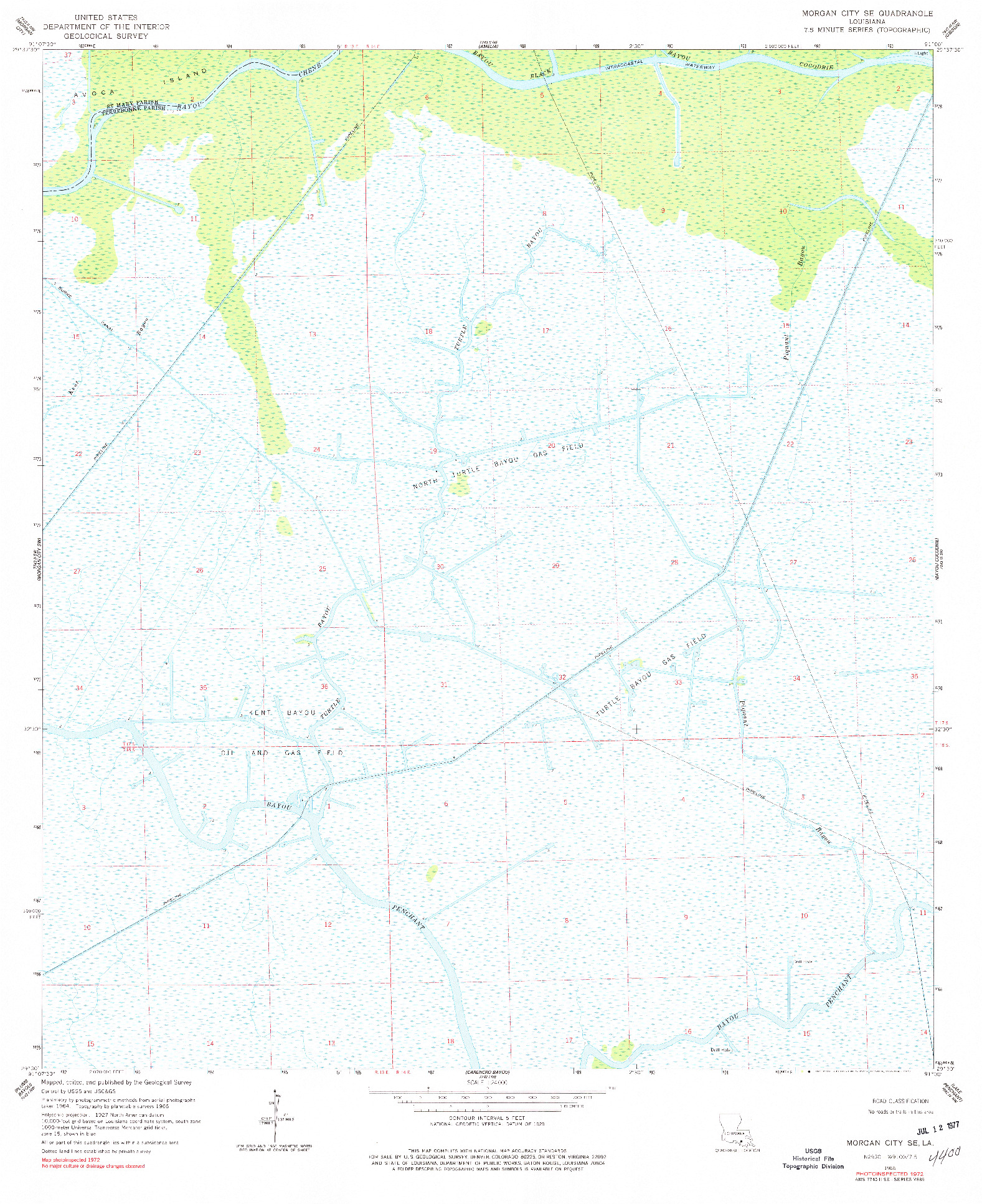 USGS 1:24000-SCALE QUADRANGLE FOR MORGAN CITY SE, LA 1966