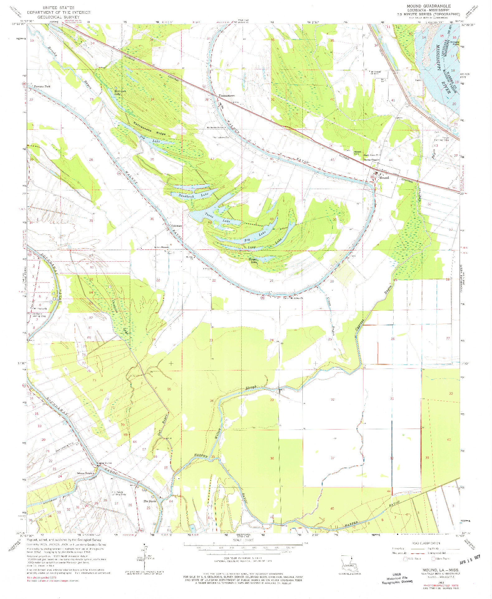 USGS 1:24000-SCALE QUADRANGLE FOR MOUND, LA 1963