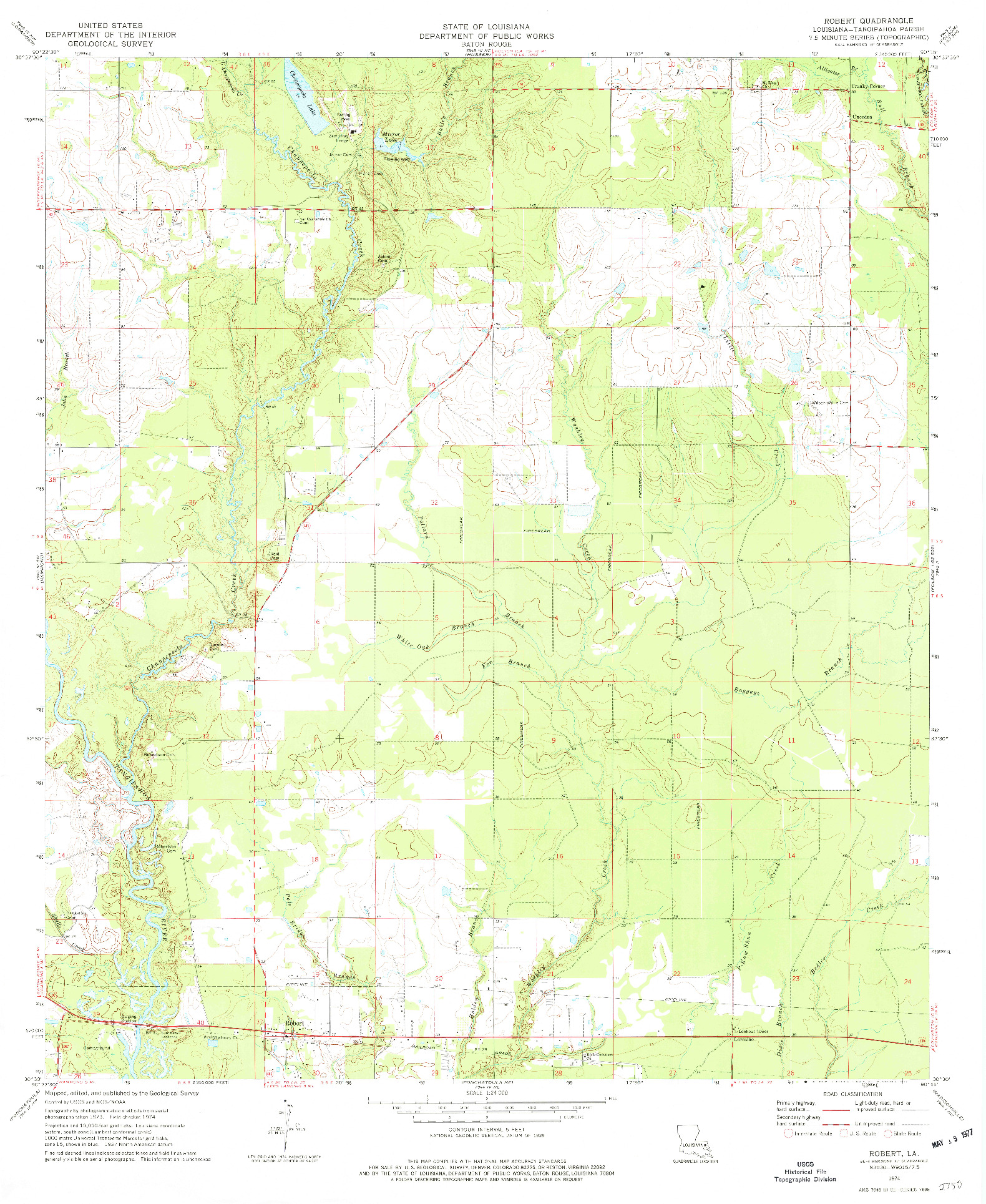 USGS 1:24000-SCALE QUADRANGLE FOR ROBERT, LA 1974