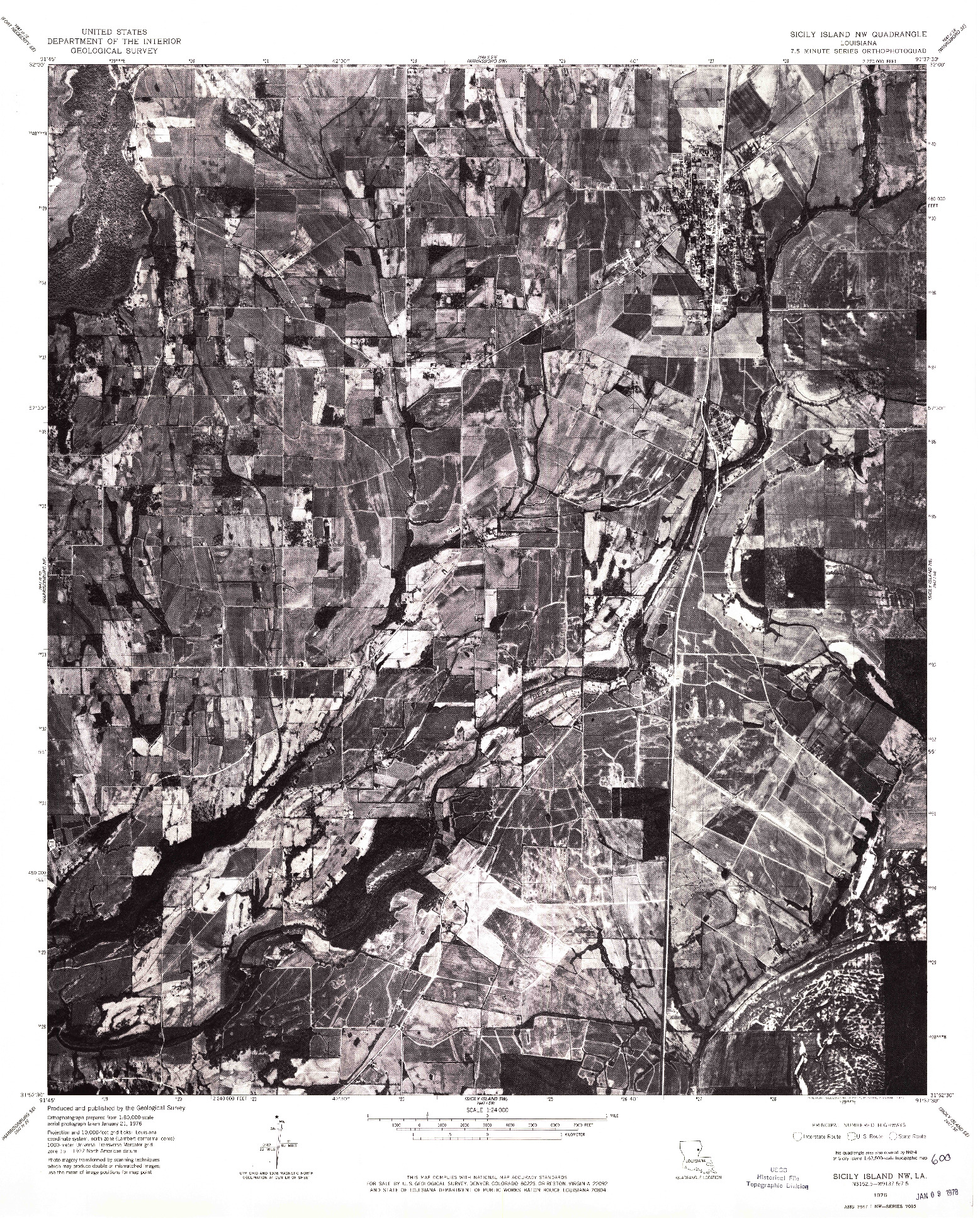 USGS 1:24000-SCALE QUADRANGLE FOR SICILY ISLAND NW, LA 1976