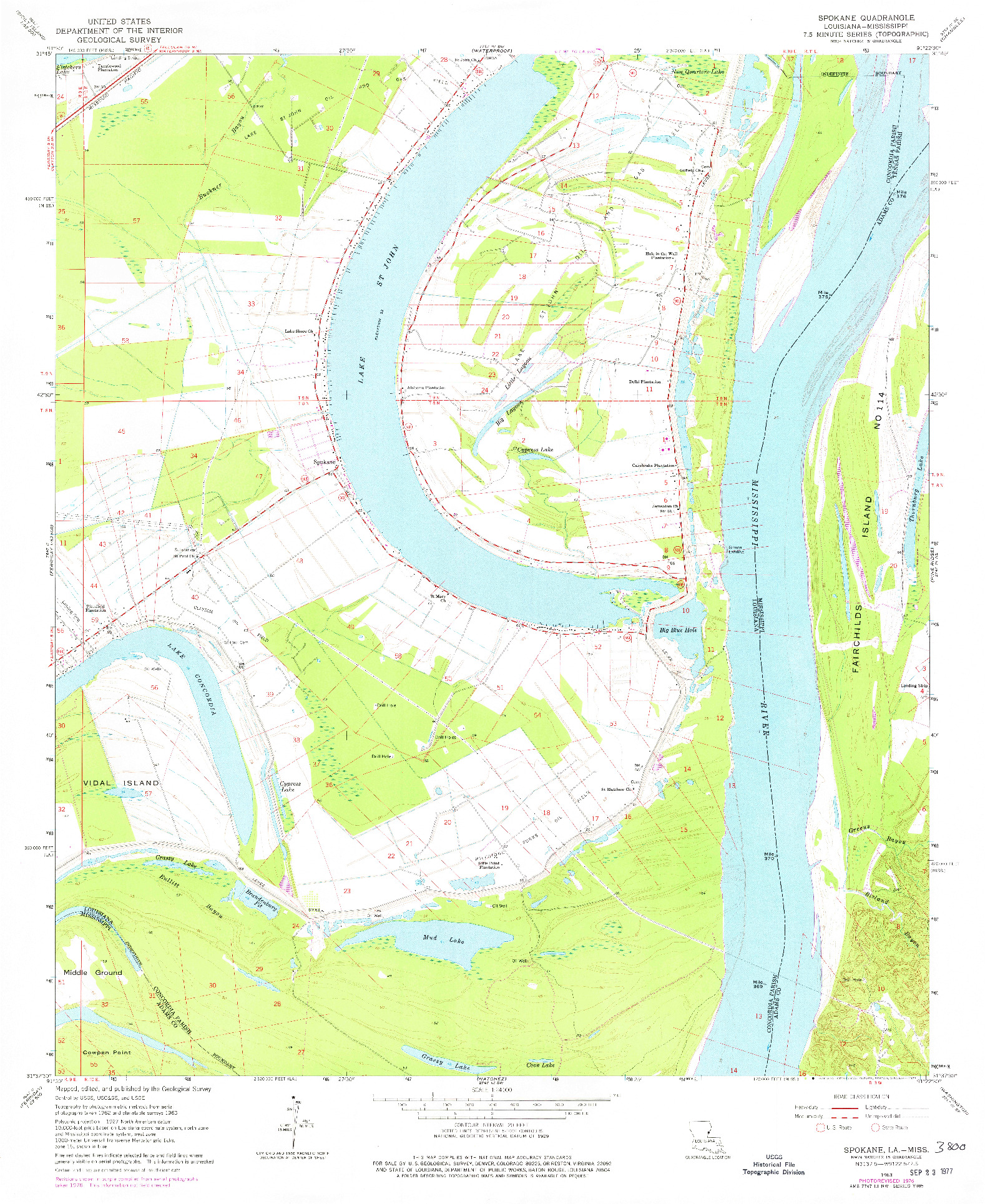 USGS 1:24000-SCALE QUADRANGLE FOR SPOKANE, LA 1963