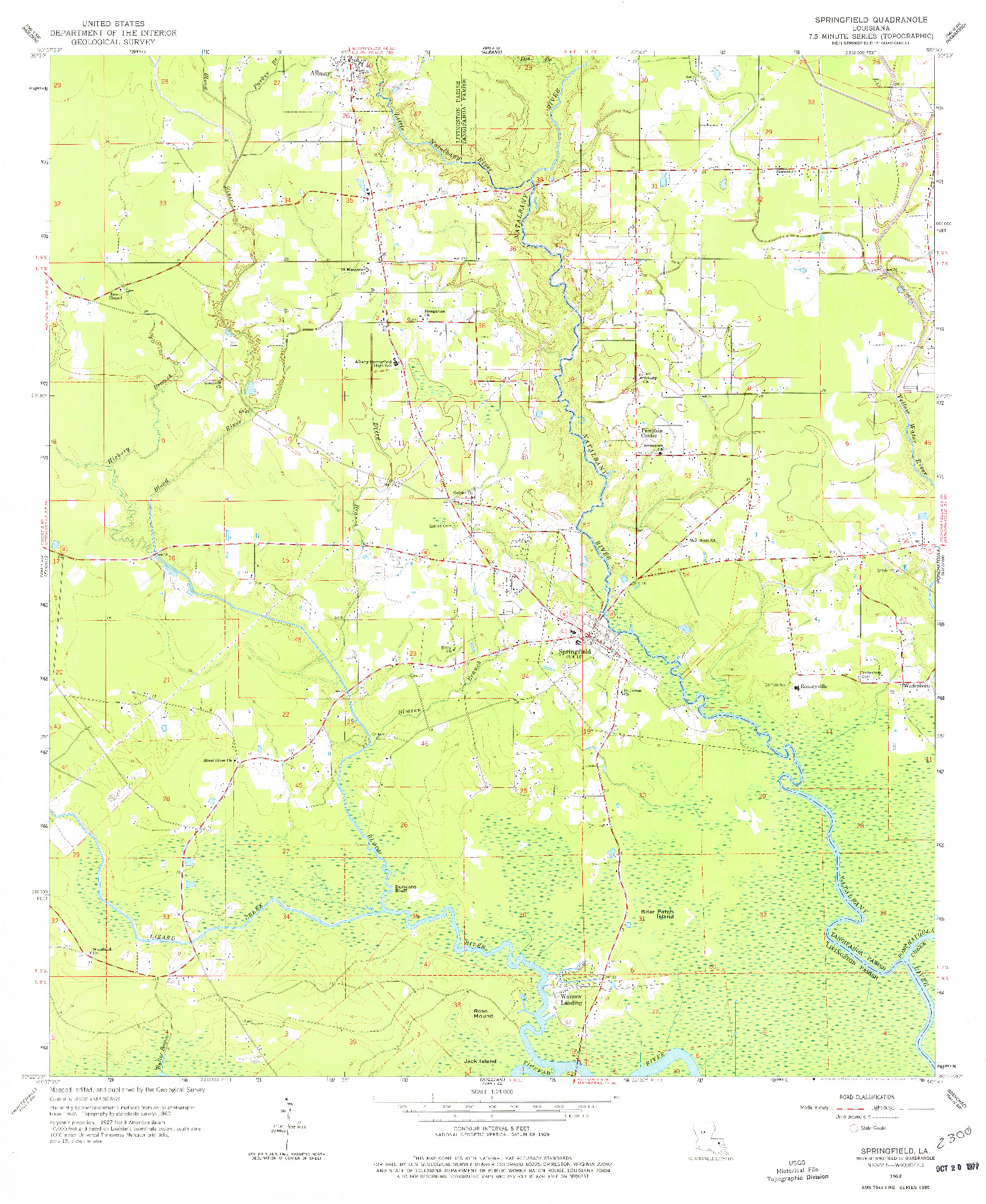 USGS 1:24000-SCALE QUADRANGLE FOR SPRINGFIELD, LA 1963