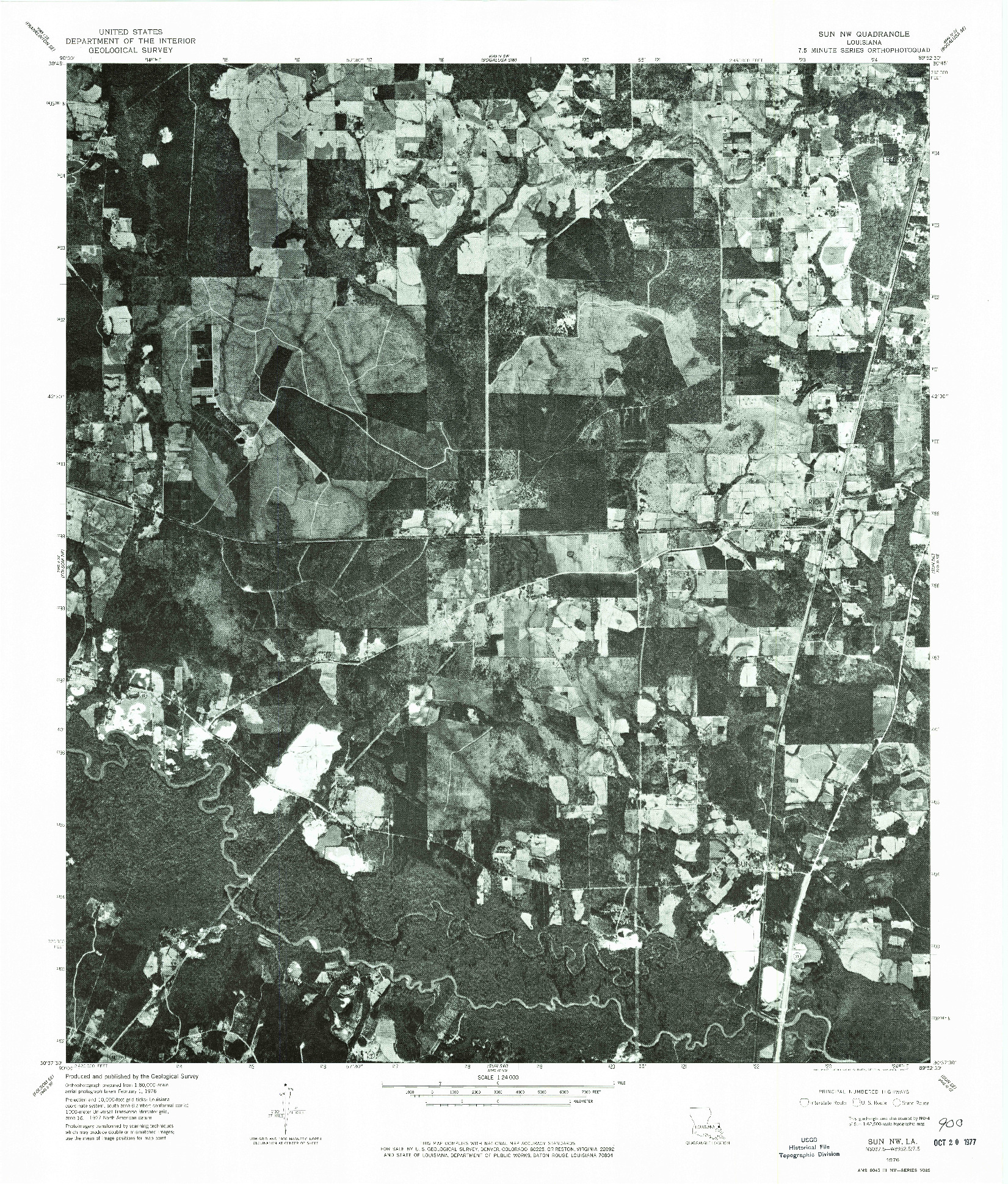 USGS 1:24000-SCALE QUADRANGLE FOR SUN NW, LA 1976