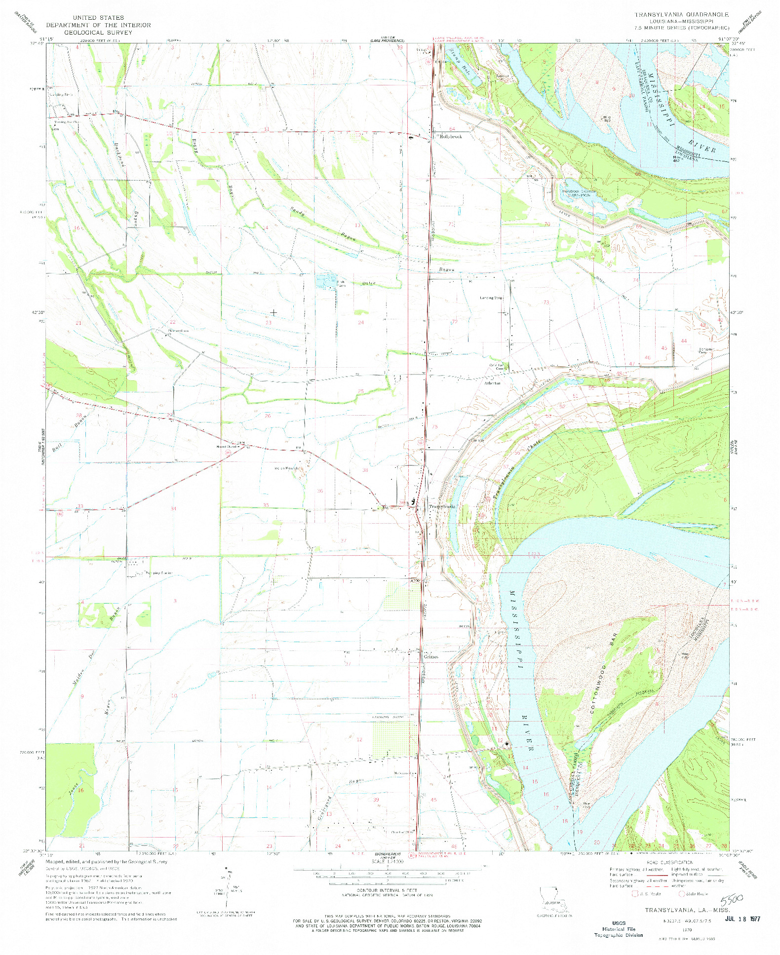 USGS 1:24000-SCALE QUADRANGLE FOR TRANSYLVANIA, LA 1970
