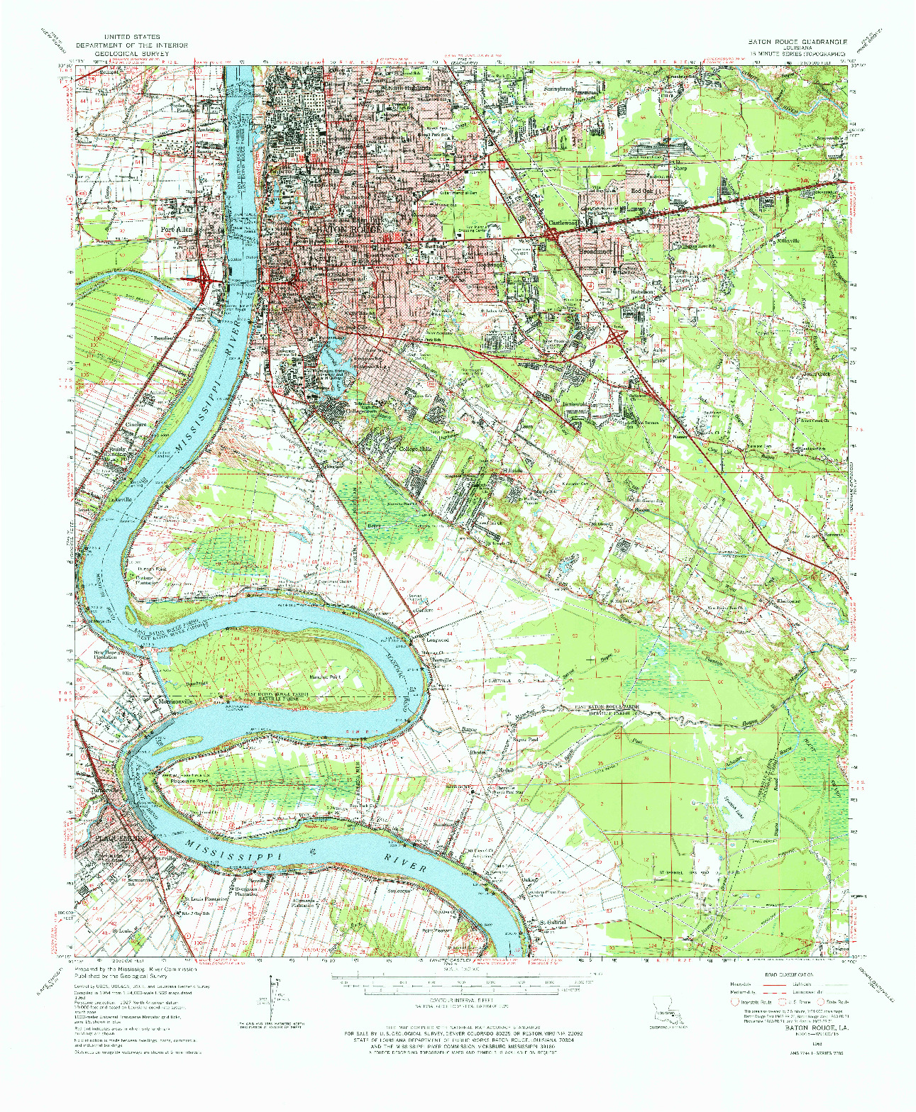 USGS 1:62500-SCALE QUADRANGLE FOR BATON ROUGE, LA 1963