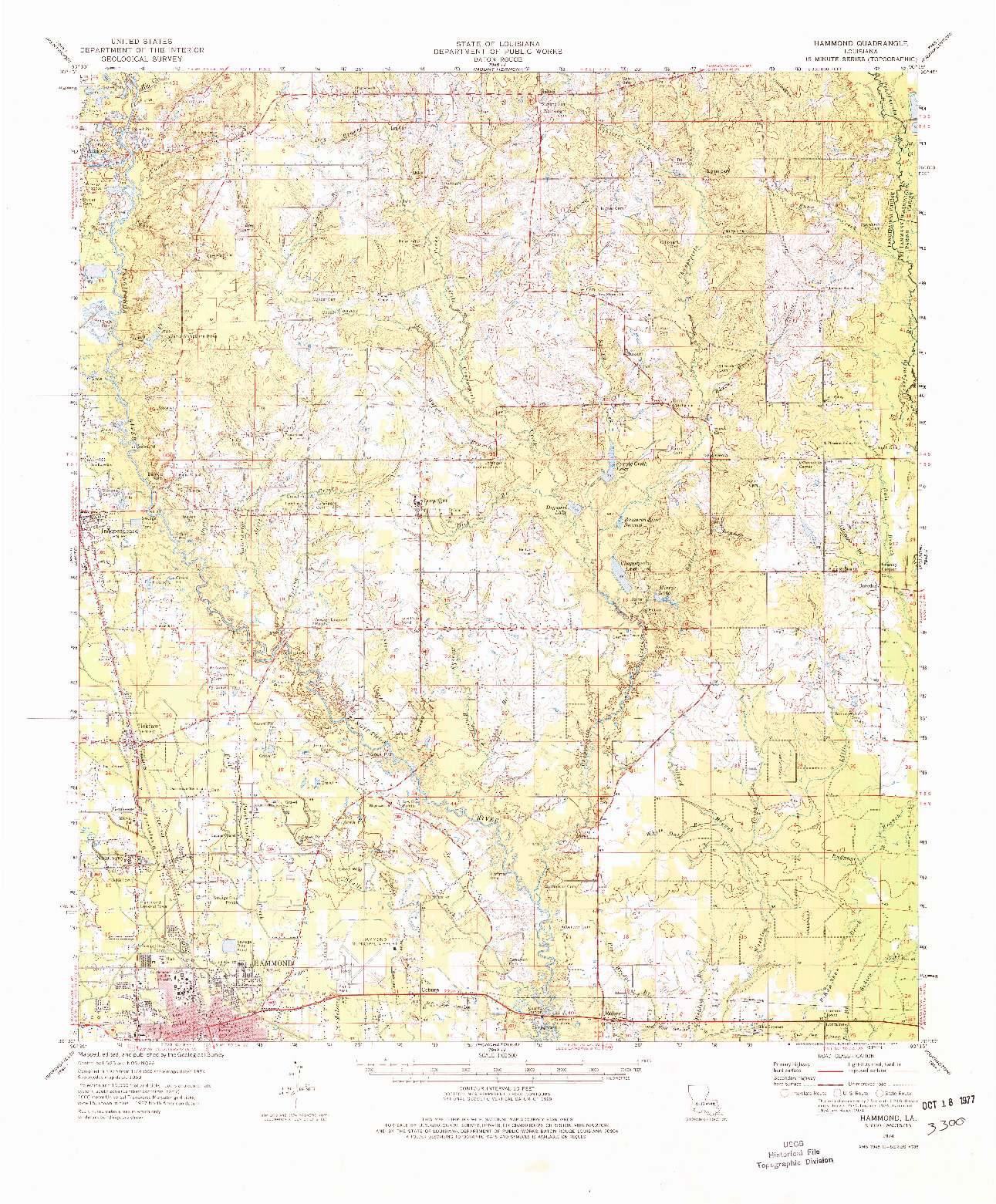 USGS 1:62500-SCALE QUADRANGLE FOR HAMMOND, LA 1974