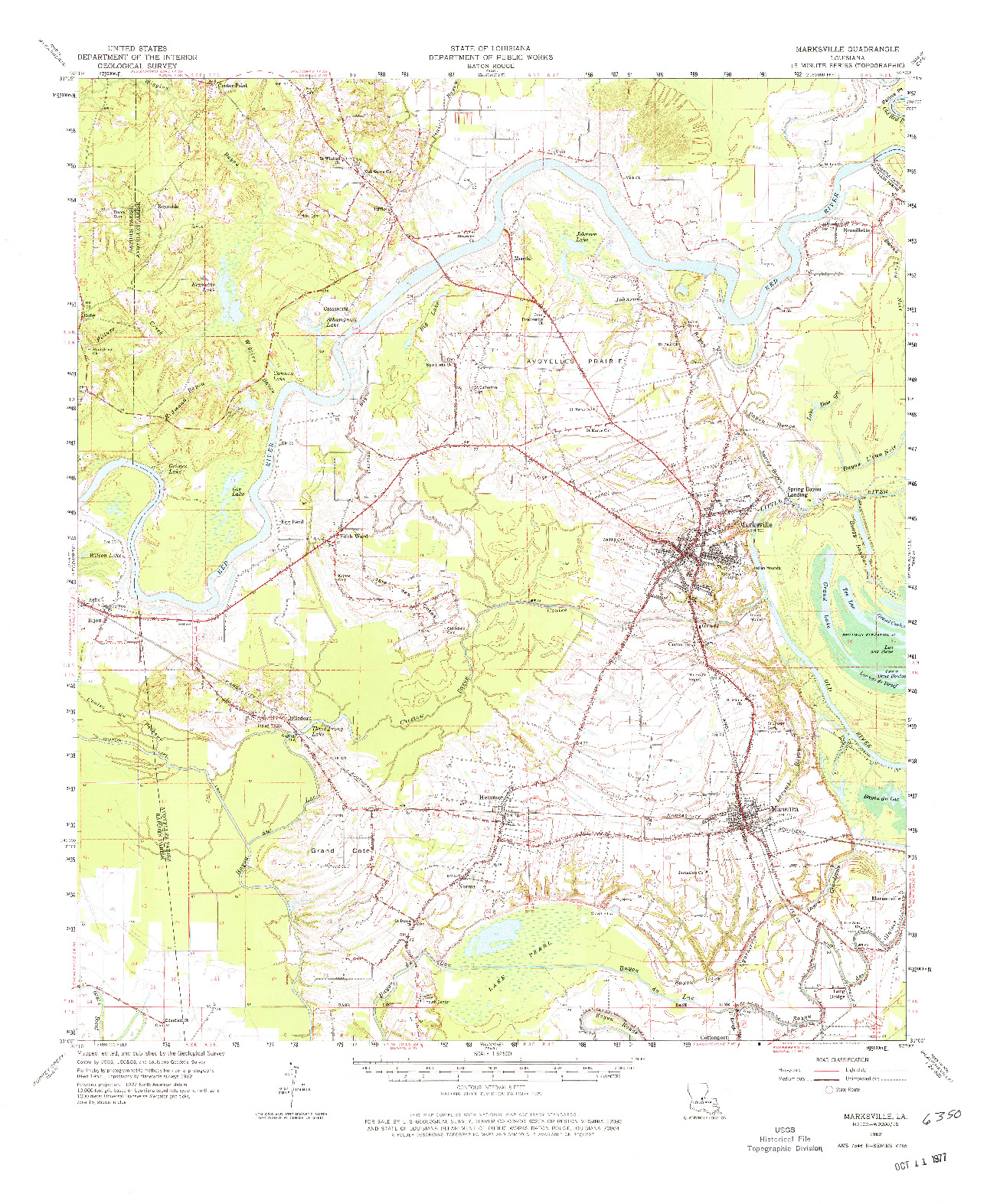 USGS 1:62500-SCALE QUADRANGLE FOR MARKSVILLE, LA 1962