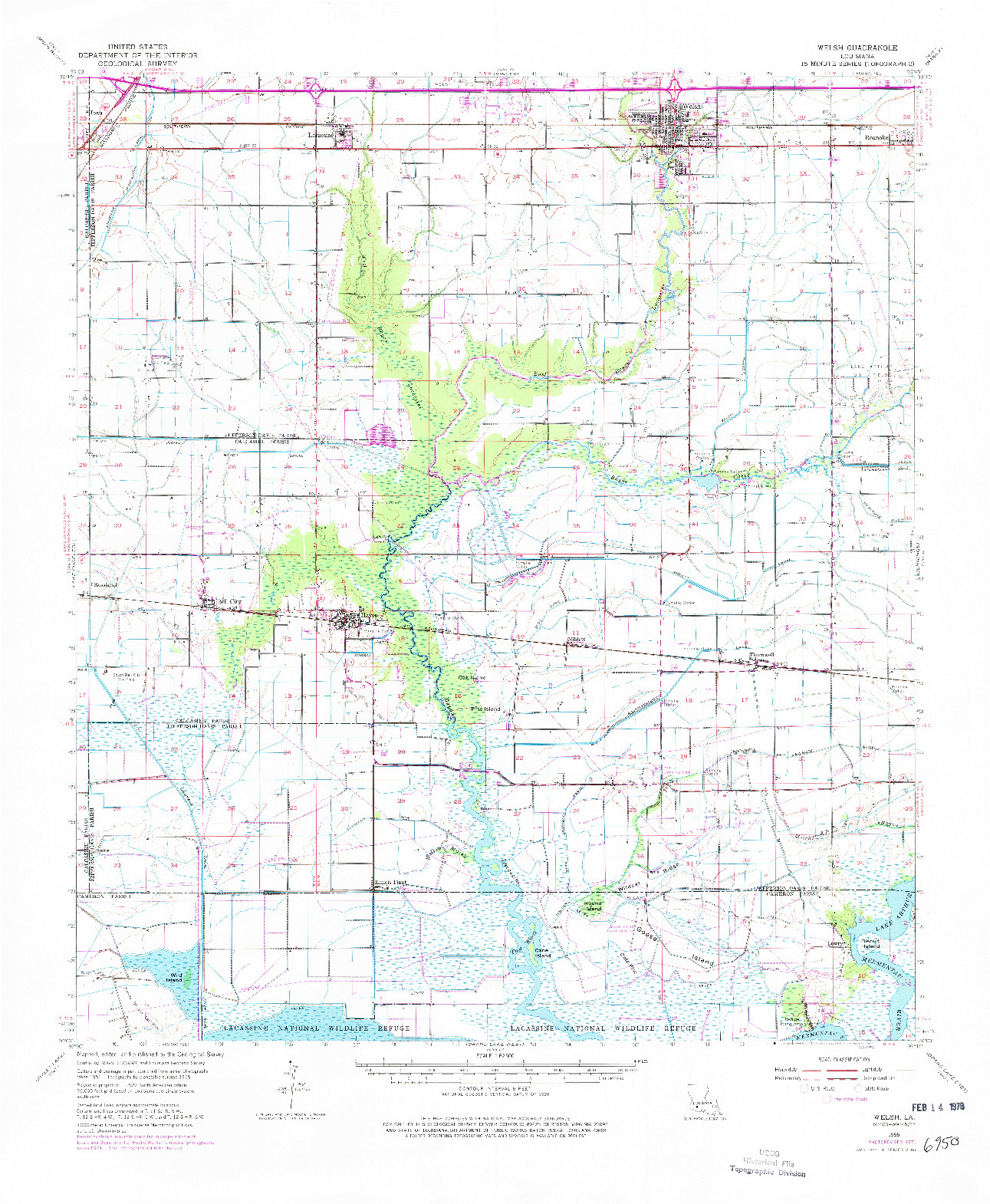 USGS 1:62500-SCALE QUADRANGLE FOR WELSH, LA 1955