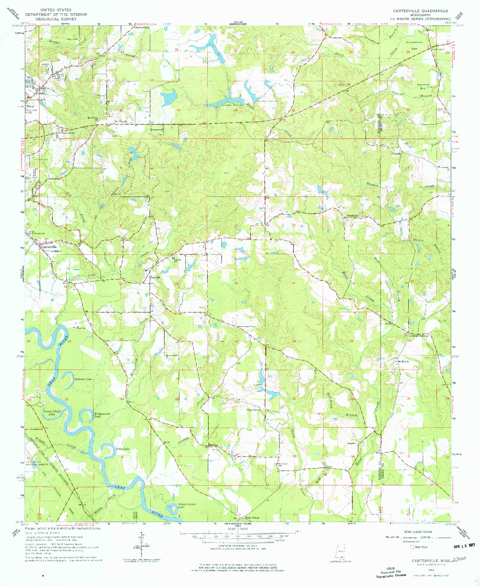 USGS 1:24000-SCALE QUADRANGLE FOR CARTERVILLE, MS 1964