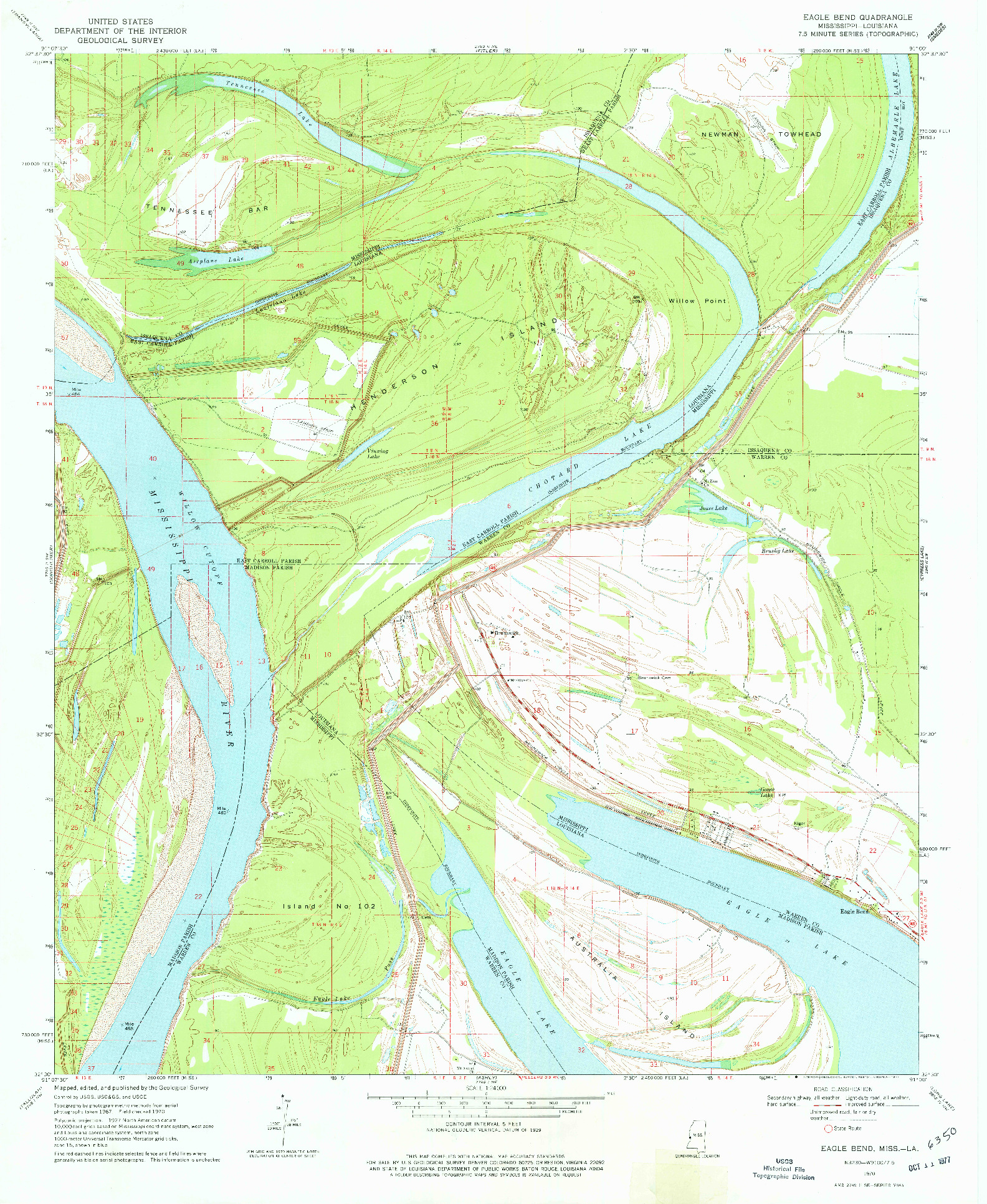 USGS 1:24000-SCALE QUADRANGLE FOR EAGLE BEND, MS 1970