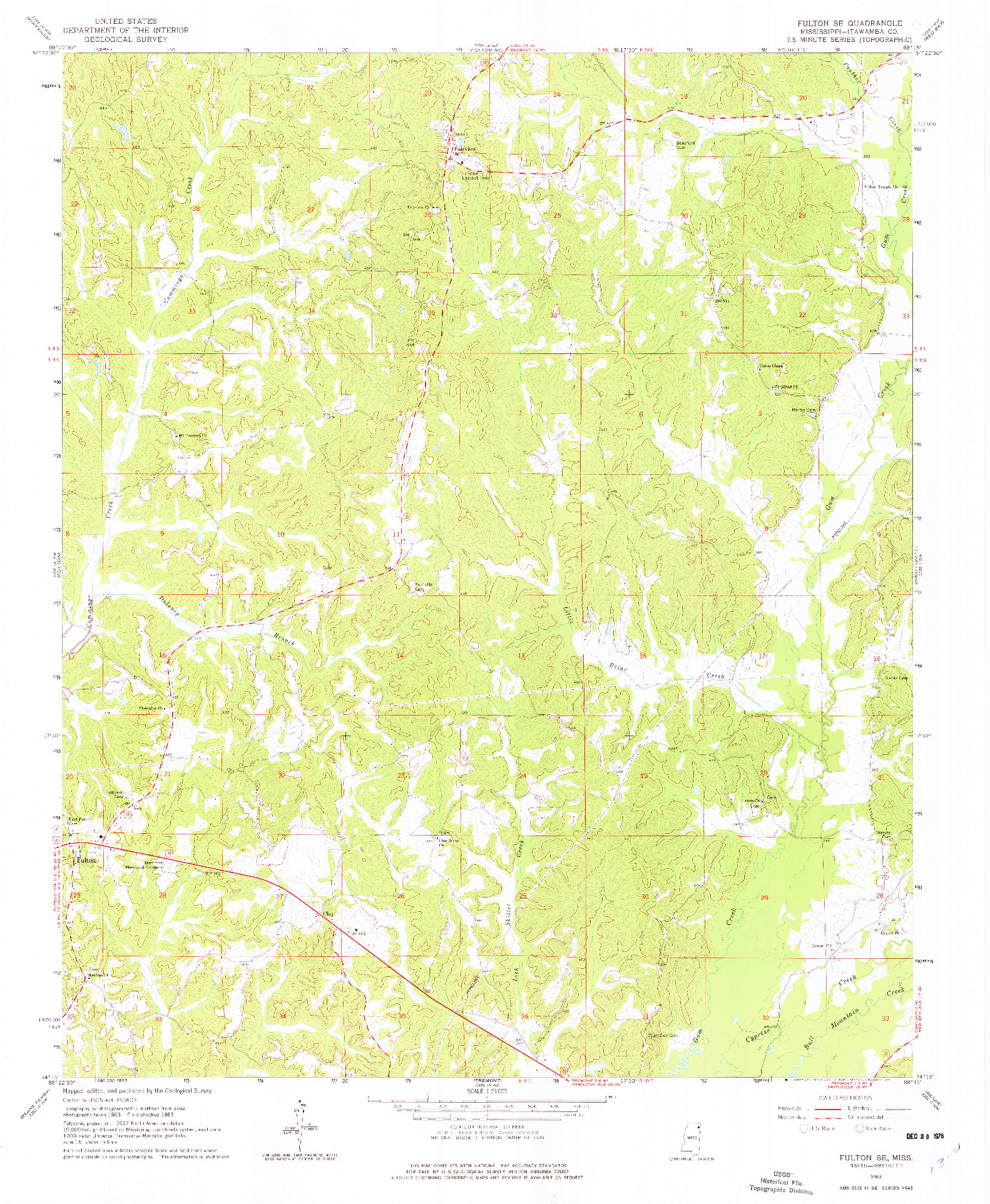 USGS 1:24000-SCALE QUADRANGLE FOR FULTON SE, MS 1965