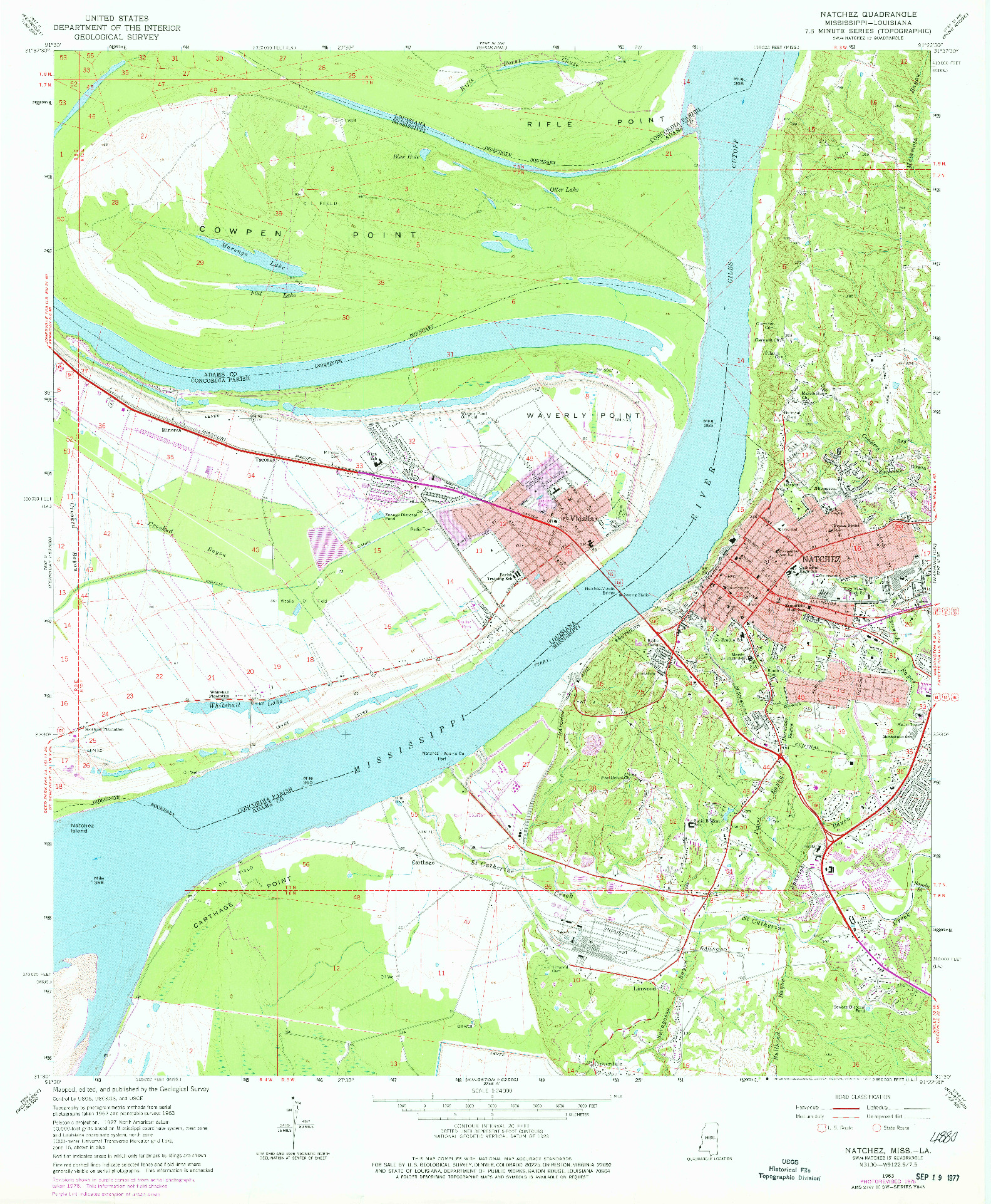 USGS 1:24000-SCALE QUADRANGLE FOR NATCHEZ, MS 1963