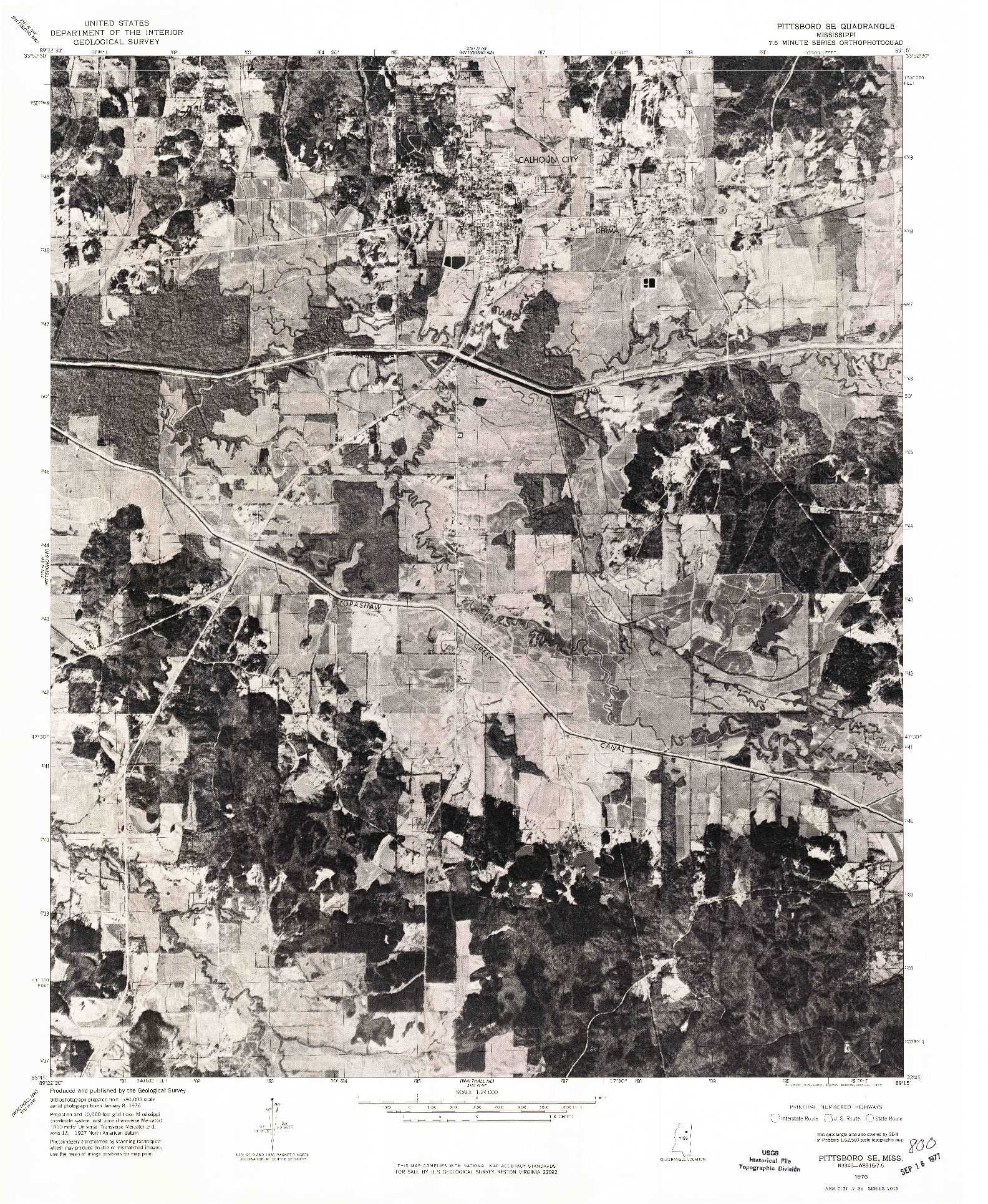 USGS 1:24000-SCALE QUADRANGLE FOR PITTSBORO SE, MS 1976
