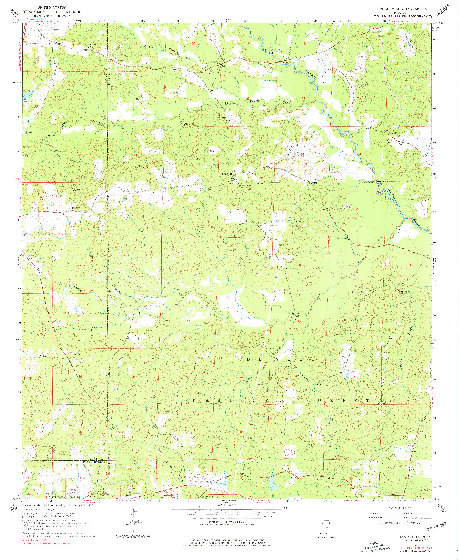 USGS 1:24000-SCALE QUADRANGLE FOR ROCK HILL, MS 1963