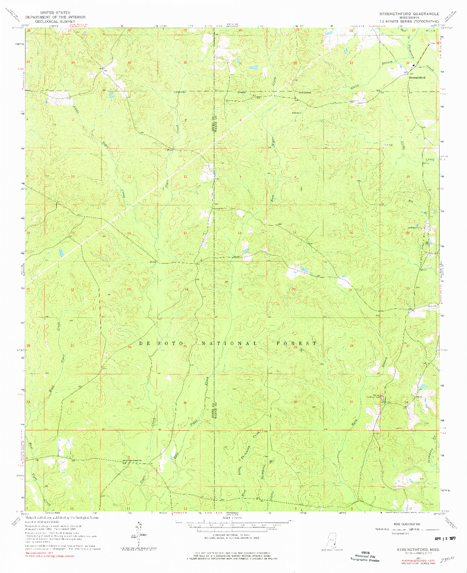 USGS 1:24000-SCALE QUADRANGLE FOR STRENGTHFORD, MS 1964