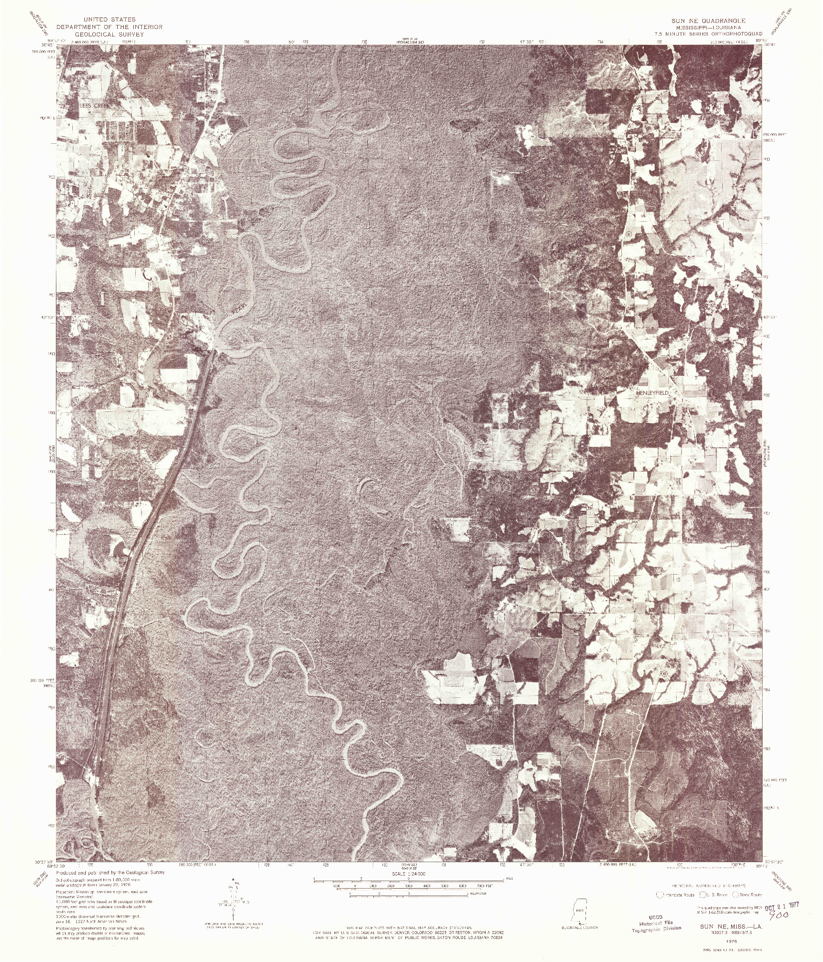 USGS 1:24000-SCALE QUADRANGLE FOR SUN NE, MS 1976