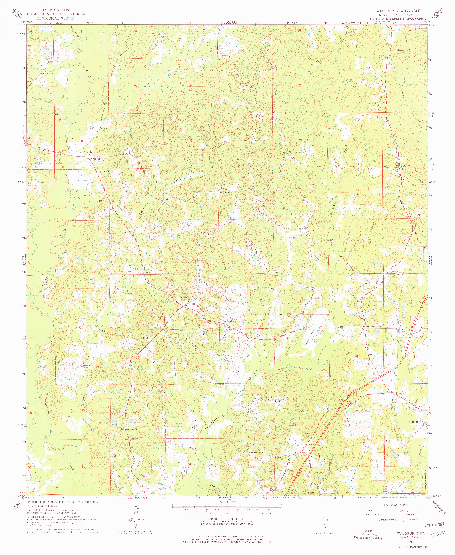 USGS 1:24000-SCALE QUADRANGLE FOR WALDRUP, MS 1963
