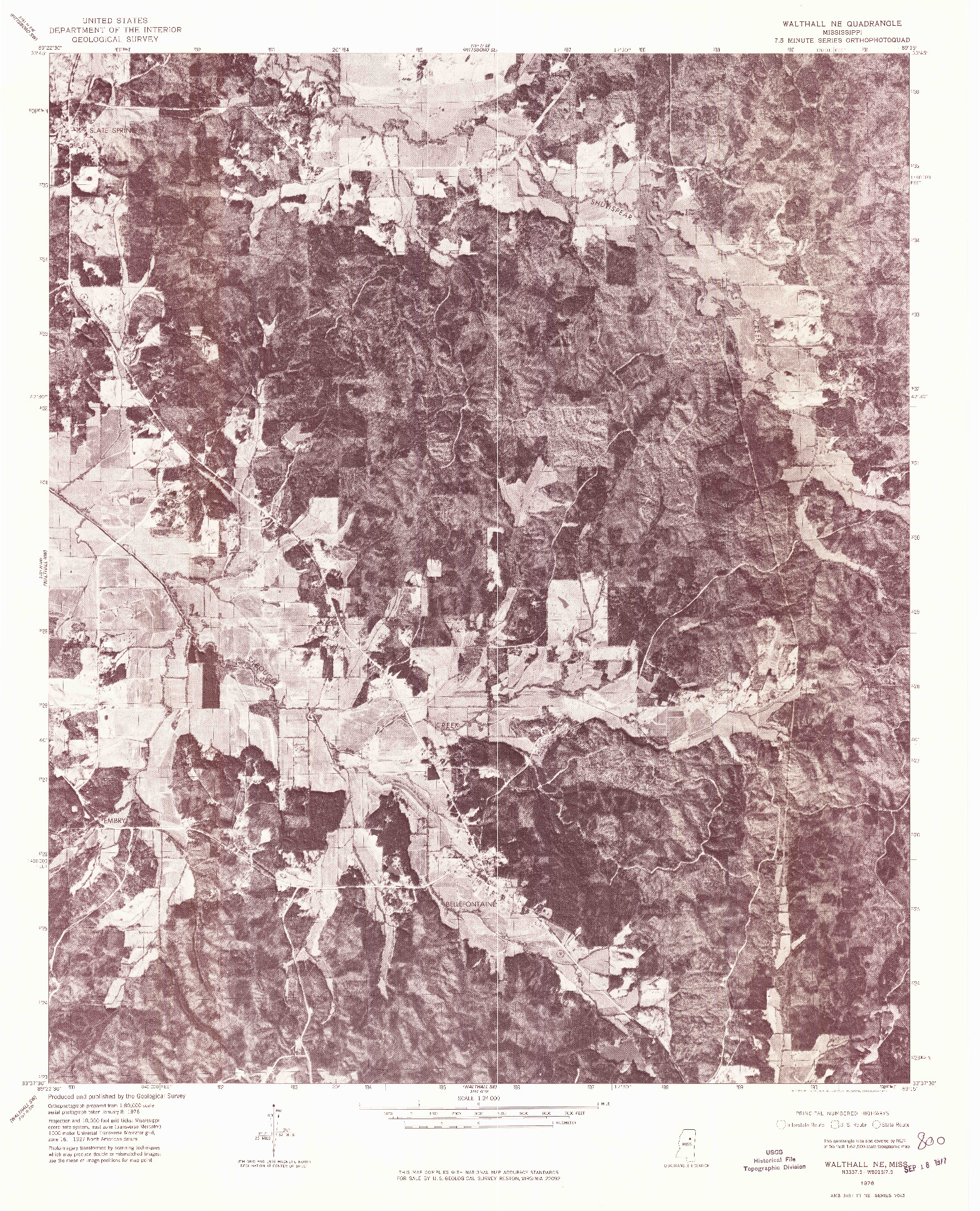USGS 1:24000-SCALE QUADRANGLE FOR WALTHALL NE, MS 1976