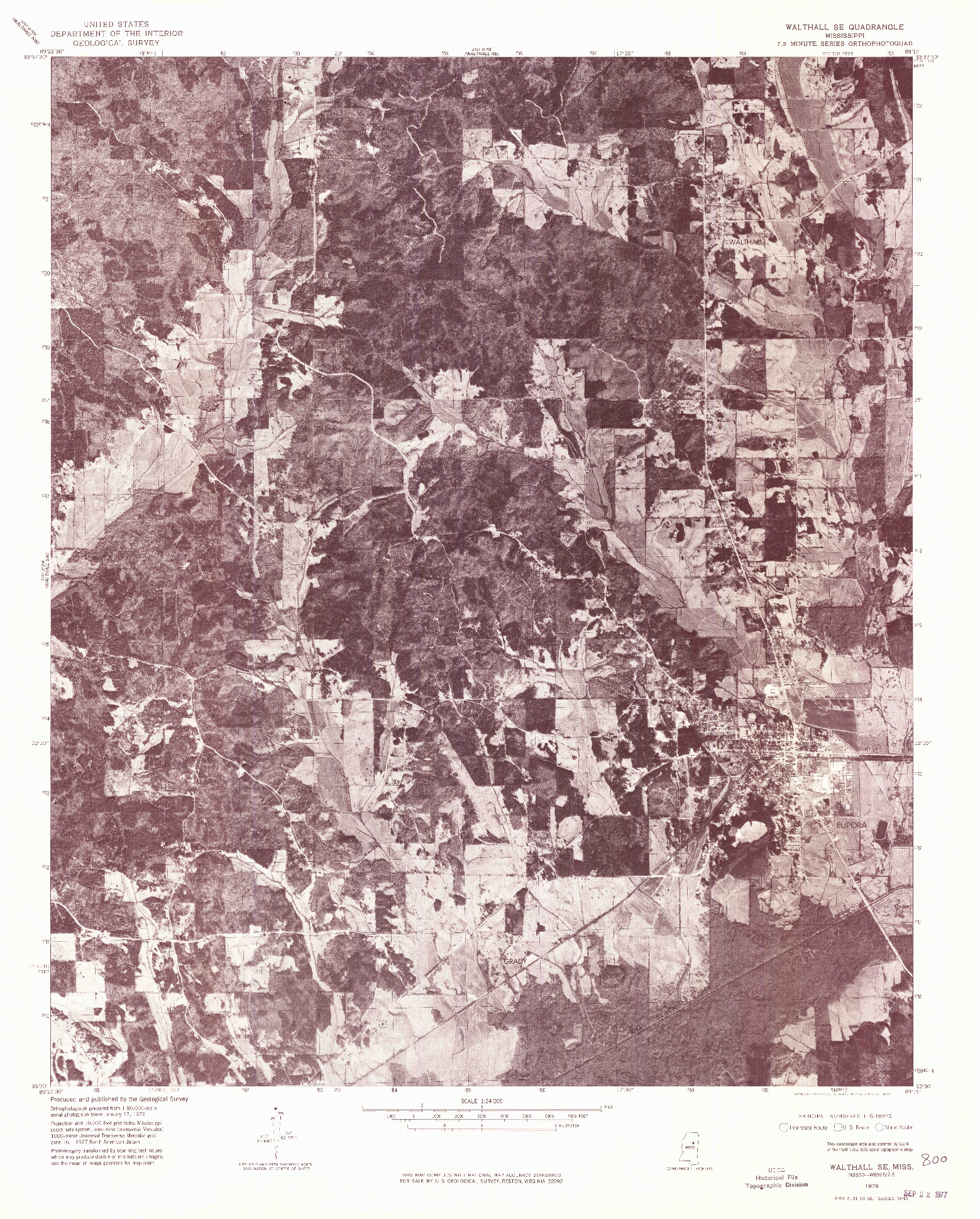 USGS 1:24000-SCALE QUADRANGLE FOR WALTHALL SE, MS 1976