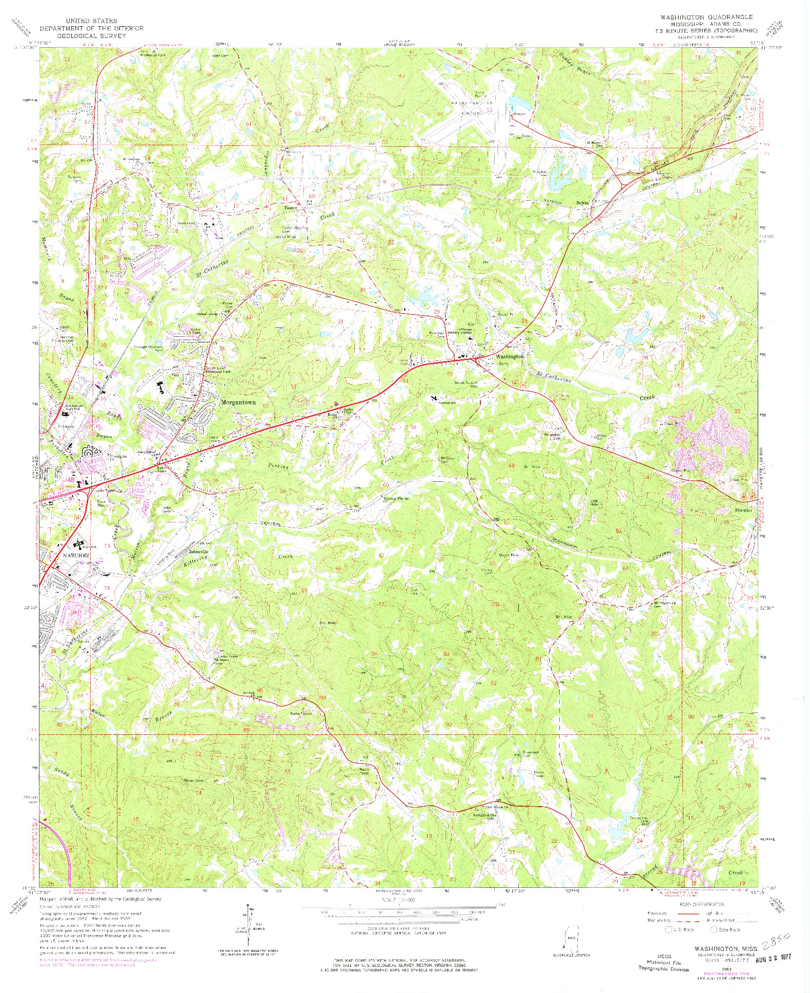 USGS 1:24000-SCALE QUADRANGLE FOR WASHINGTON, MS 1963