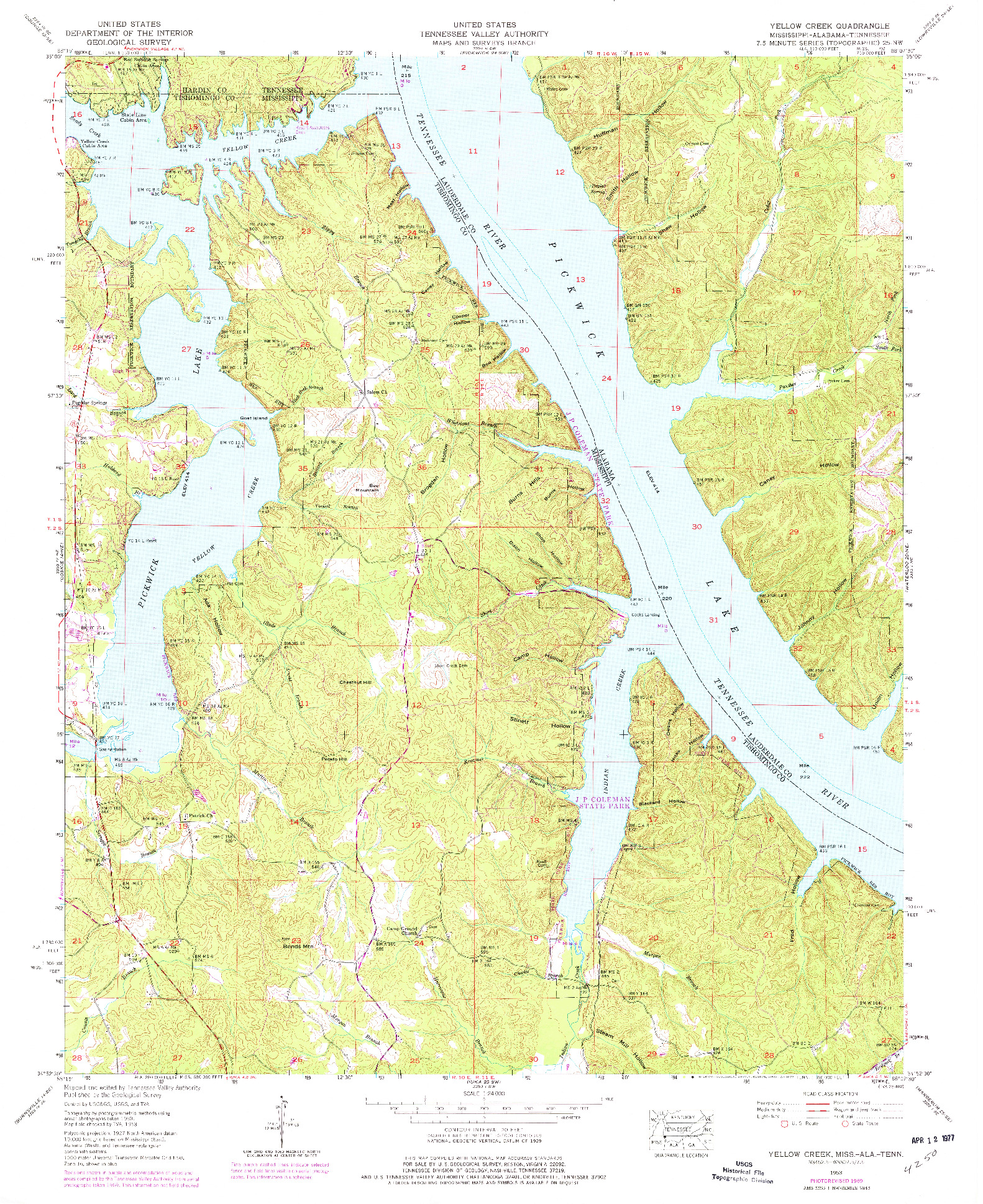 USGS 1:24000-SCALE QUADRANGLE FOR YELLOW CREEK, MS 1953