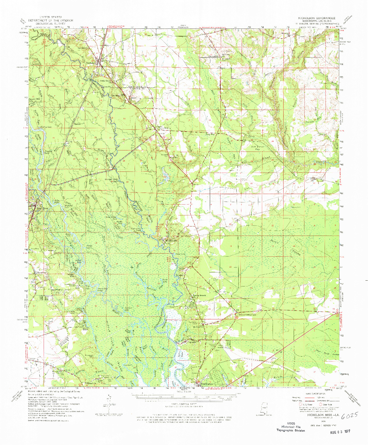 USGS 1:62500-SCALE QUADRANGLE FOR NICHOLSON, MS 1959