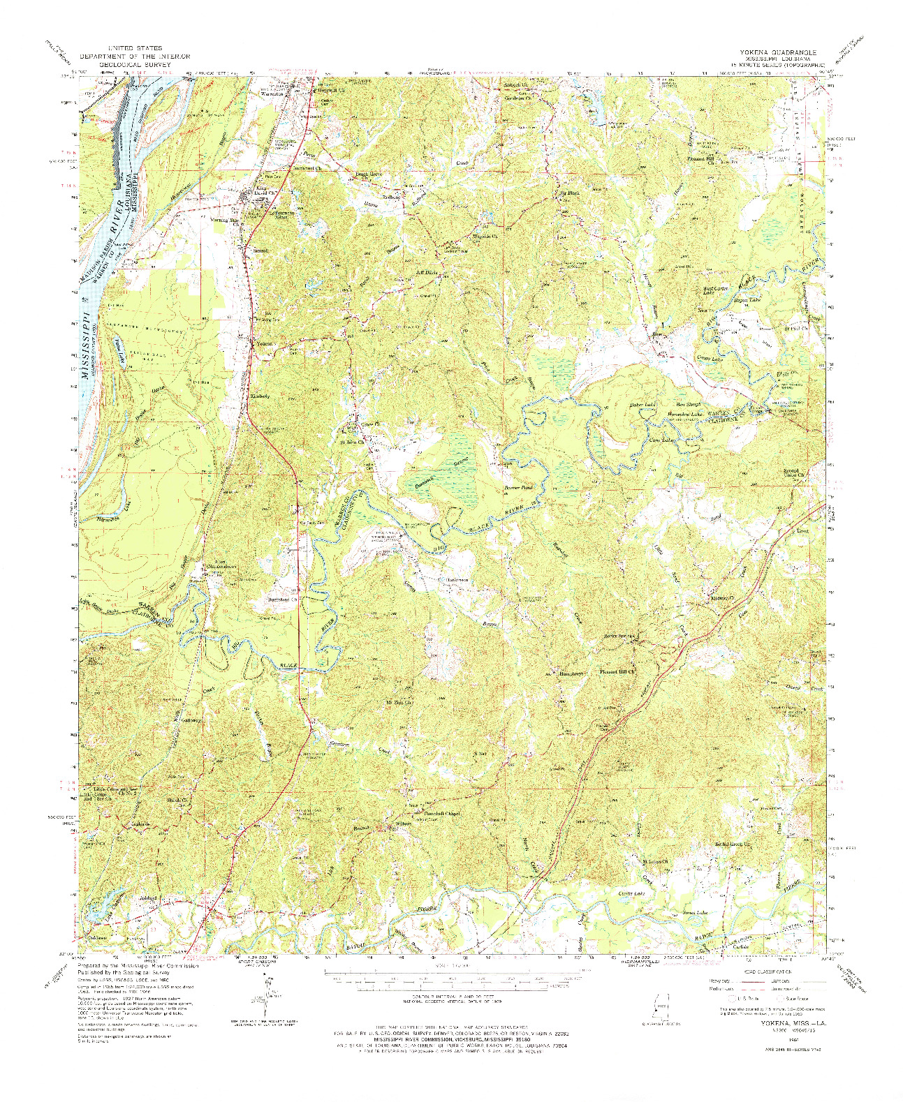USGS 1:62500-SCALE QUADRANGLE FOR YOKENA, MS 1966