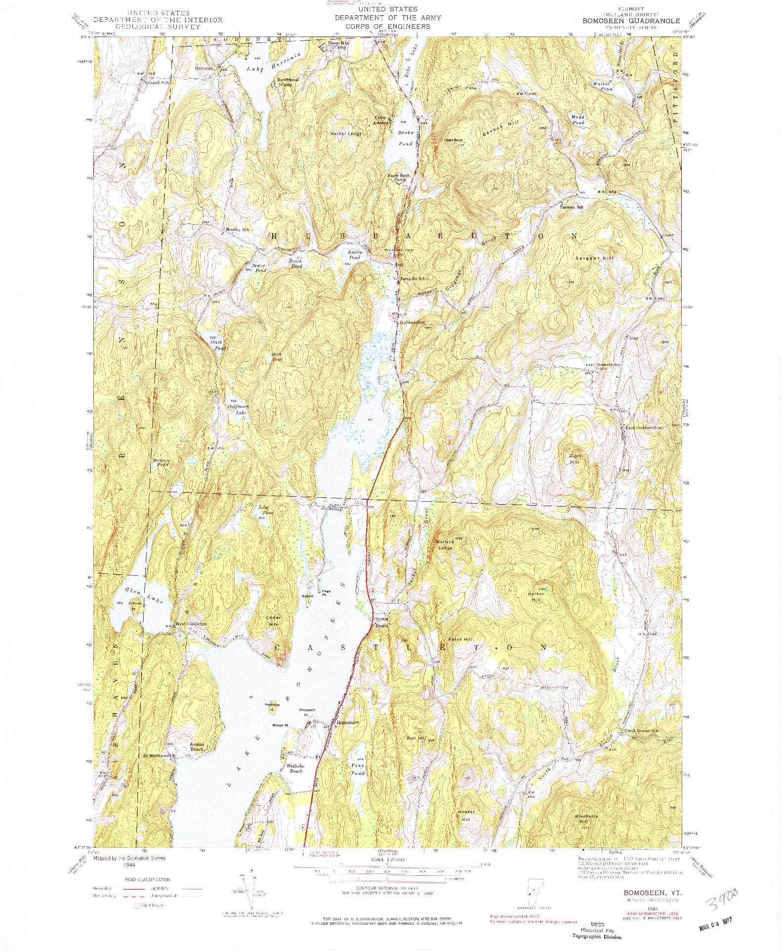 USGS 1:24000-SCALE QUADRANGLE FOR BOMOSEEN, VT 1944