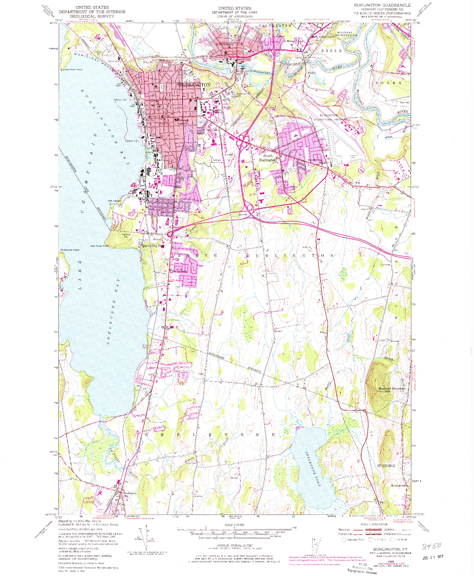 USGS 1:24000-SCALE QUADRANGLE FOR BURLINGTON, VT 1948