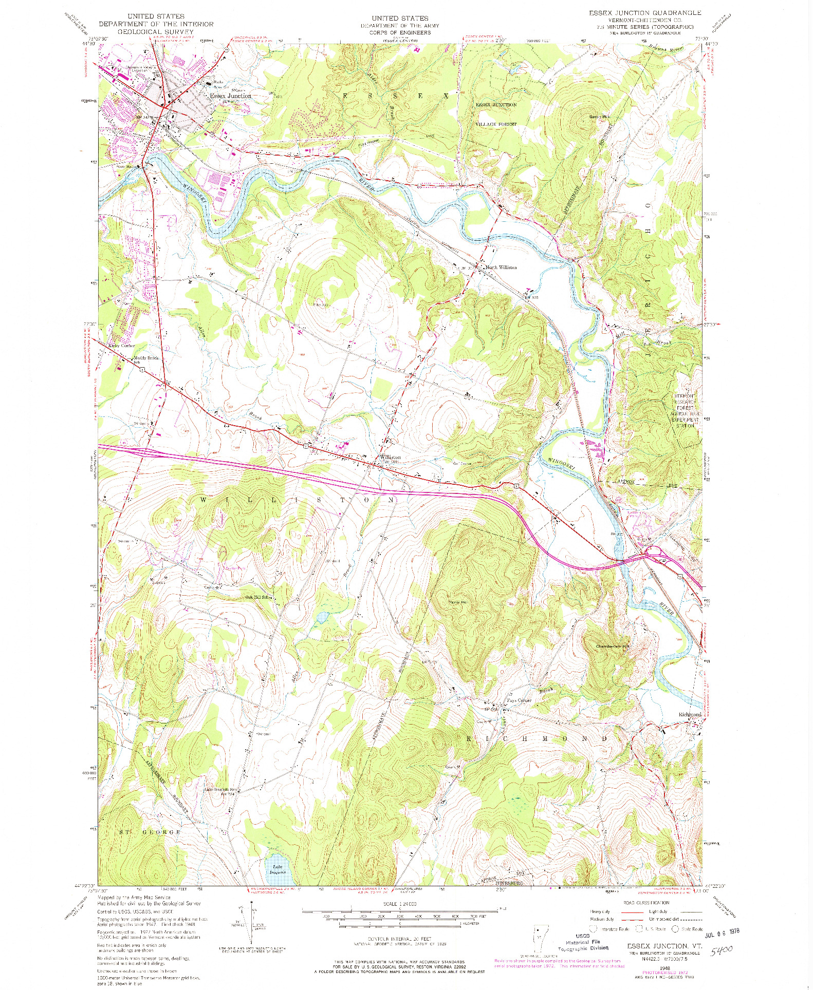 USGS 1:24000-SCALE QUADRANGLE FOR ESSEX JUNCTION, VT 1948