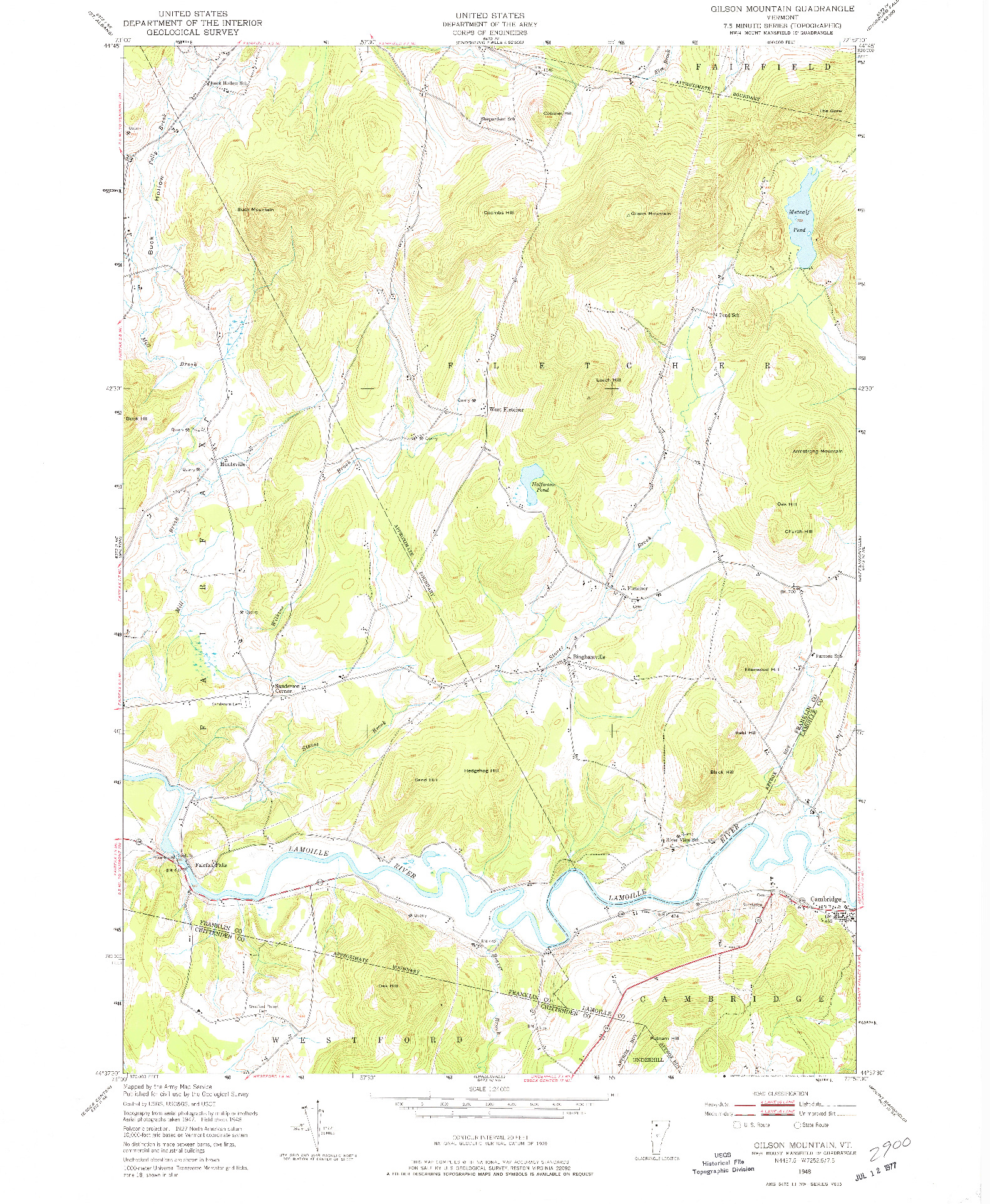 USGS 1:24000-SCALE QUADRANGLE FOR GILSON MOUNTAIN, VT 1948