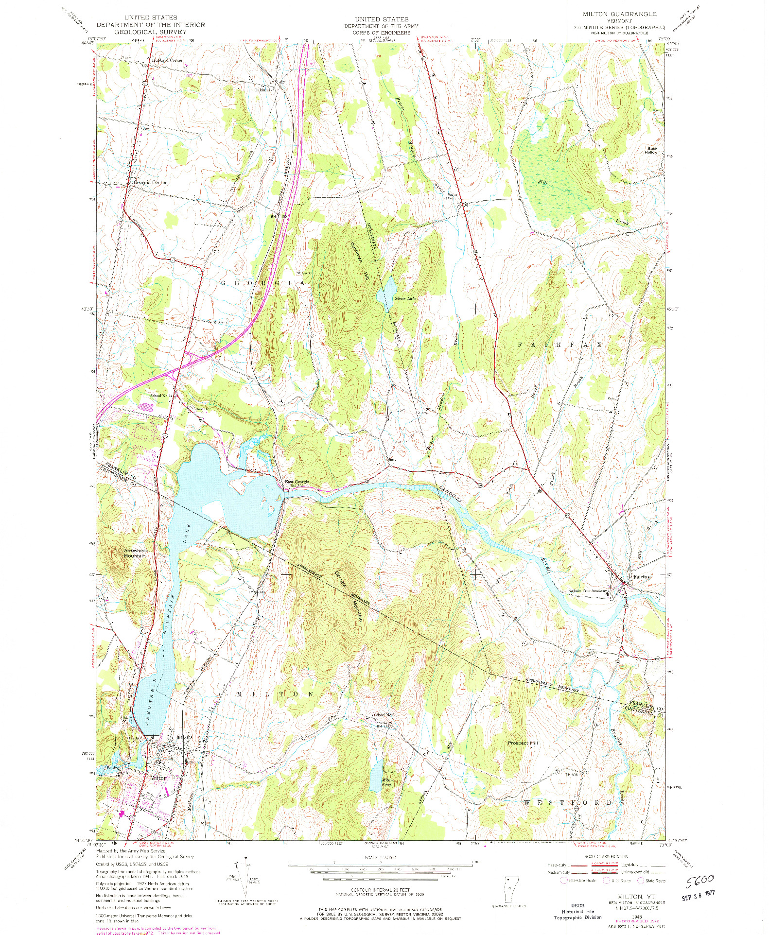 USGS 1:24000-SCALE QUADRANGLE FOR MILTON, VT 1948