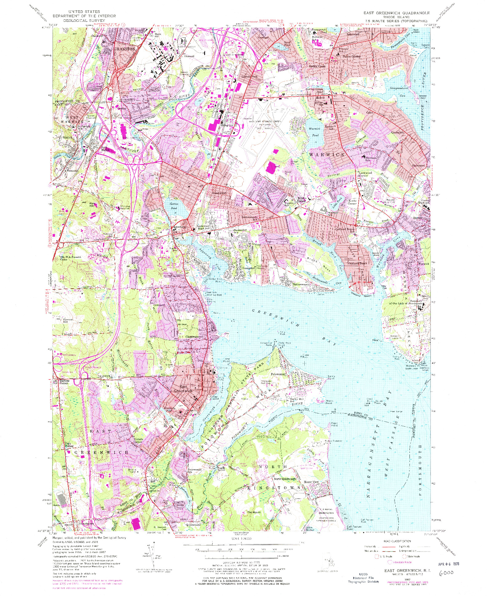 USGS 1:24000-SCALE QUADRANGLE FOR EAST GREENWICH, RI 1957