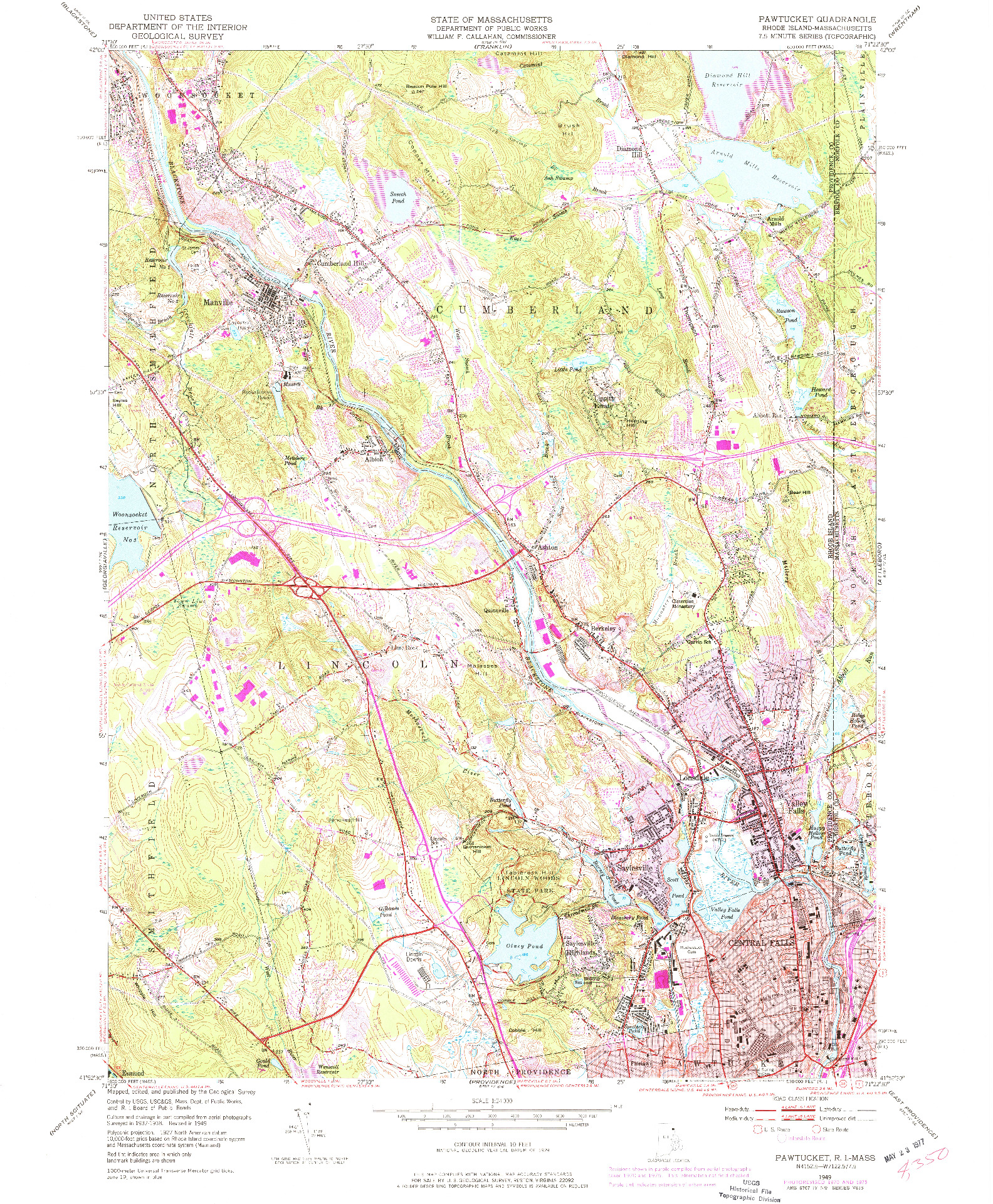 USGS 1:24000-SCALE QUADRANGLE FOR PAWTUCKET, RI 1949