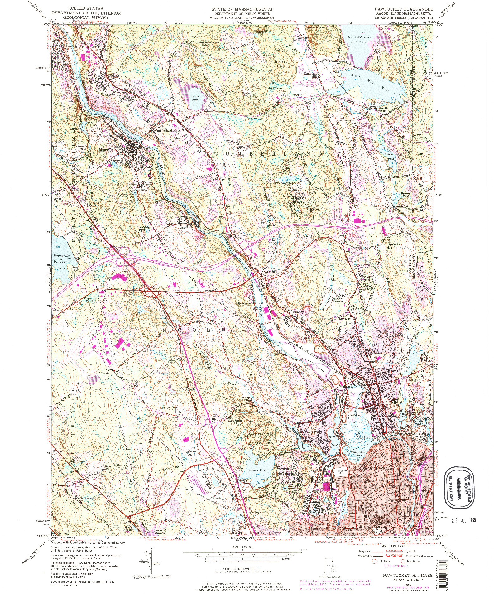 USGS 1:24000-SCALE QUADRANGLE FOR PAWTUCKET, RI 1949