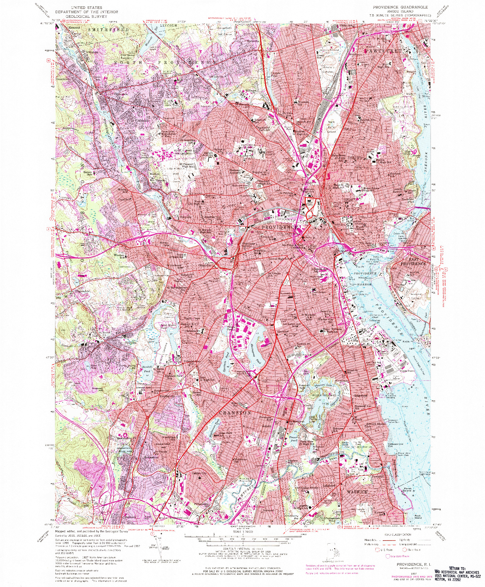 USGS 1:24000-SCALE QUADRANGLE FOR PROVIDENCE, RI 1957