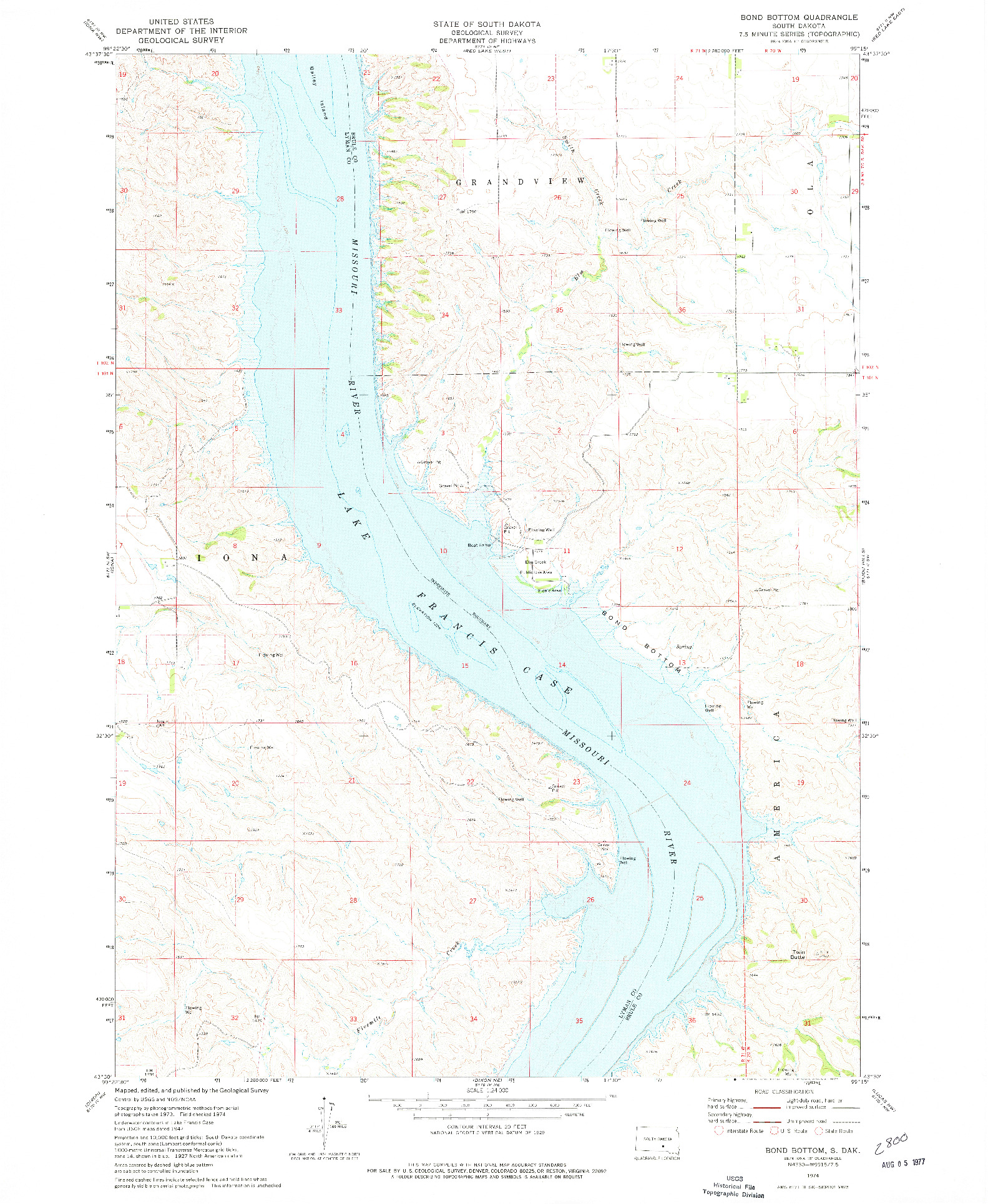 USGS 1:24000-SCALE QUADRANGLE FOR BOND BOTTOM, SD 1974