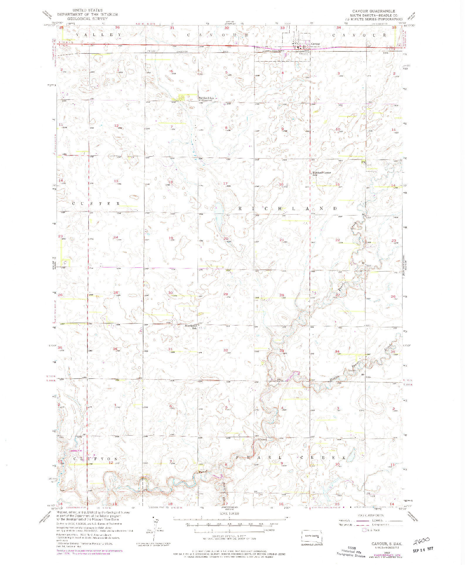 USGS 1:24000-SCALE QUADRANGLE FOR CAVOUR, SD 1957