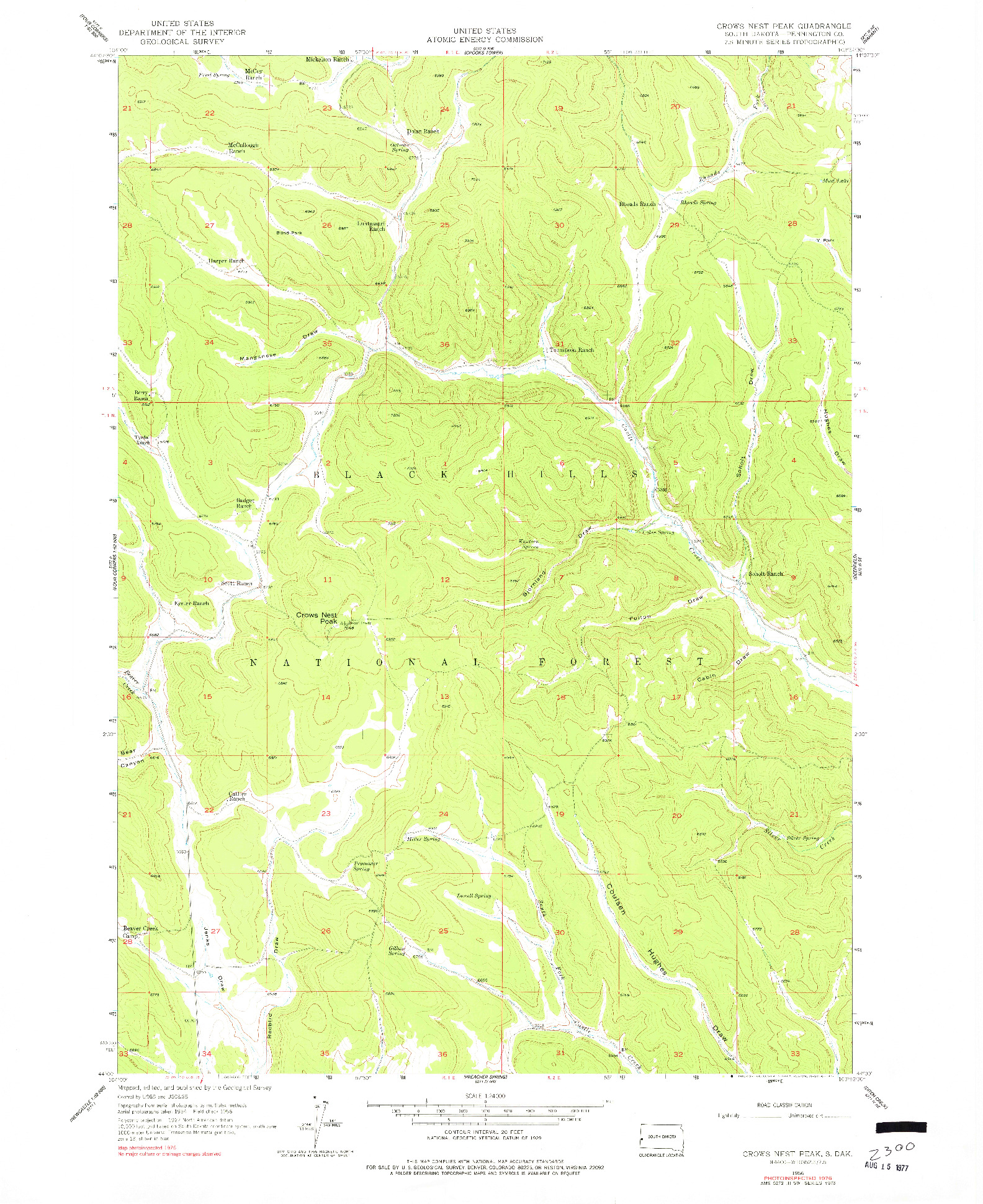 USGS 1:24000-SCALE QUADRANGLE FOR CROWS NEST PEAK, SD 1956
