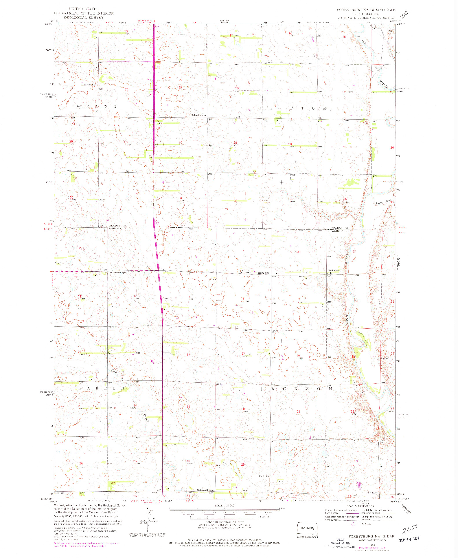 USGS 1:24000-SCALE QUADRANGLE FOR FORESTBURG NW, SD 1958