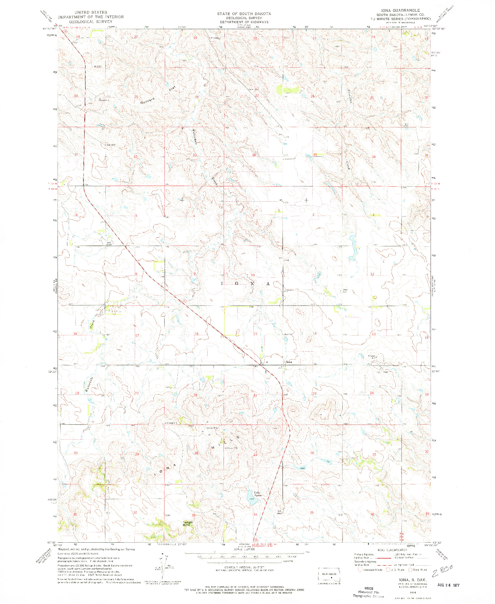 USGS 1:24000-SCALE QUADRANGLE FOR IONA, SD 1974