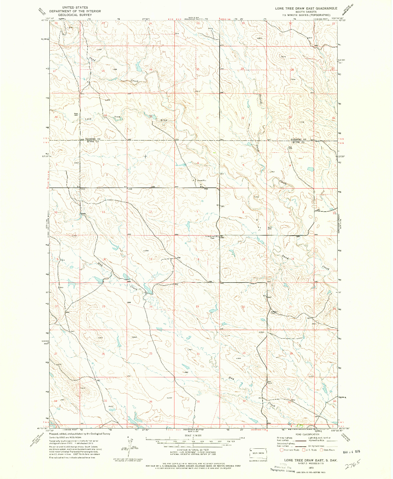 USGS 1:24000-SCALE QUADRANGLE FOR LONE TREE DRAW EAST, SD 1973